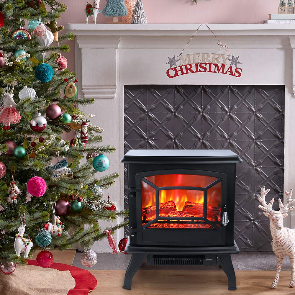 ROVSUN 20" High 1400W 120V Electric Fireplace Stove Black