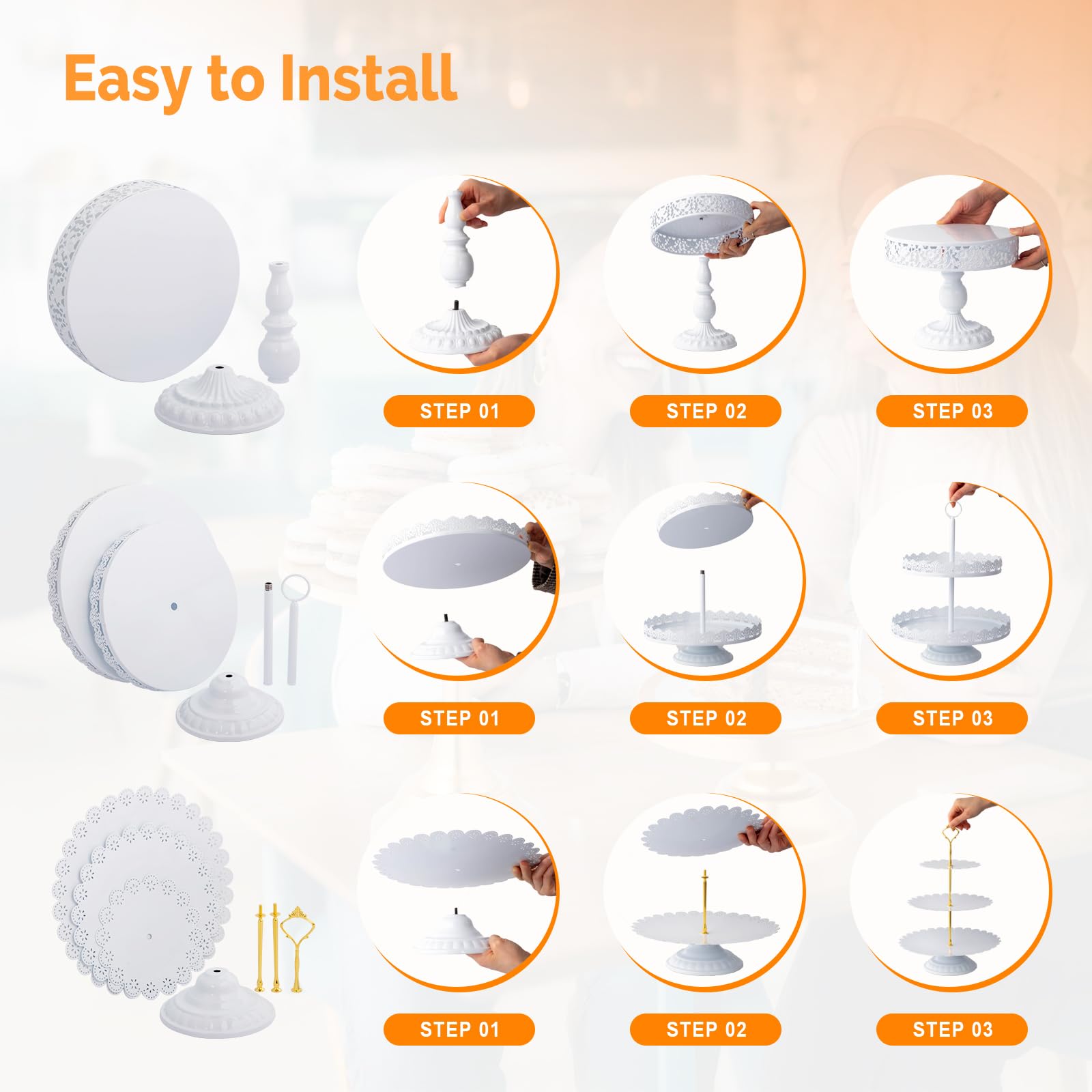 ROVSUN 12 PCS White Dessert Table Display Set