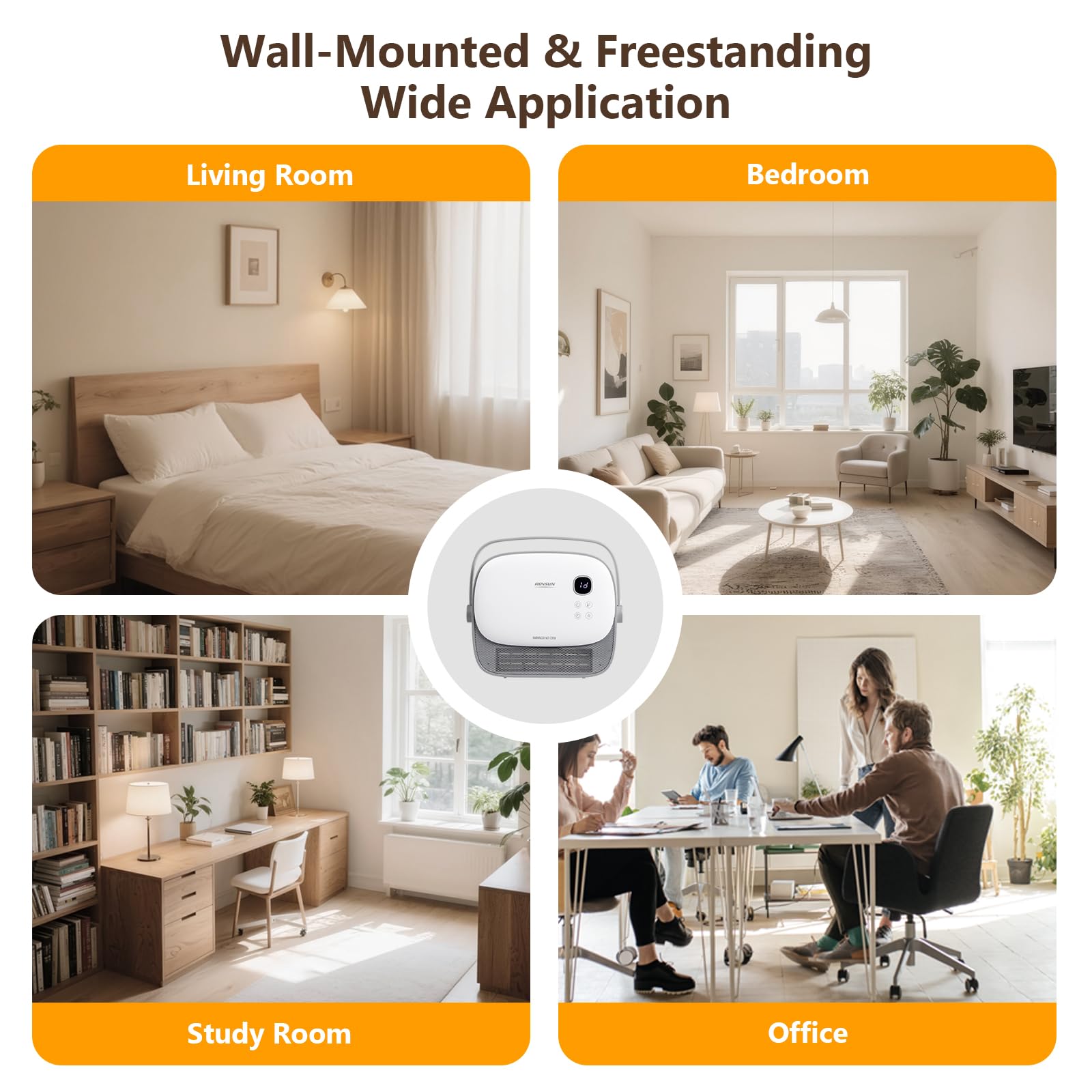 ROVSUN 1,500W 120V Wall-Mounted & Freestanding Heater with Portable Handle
