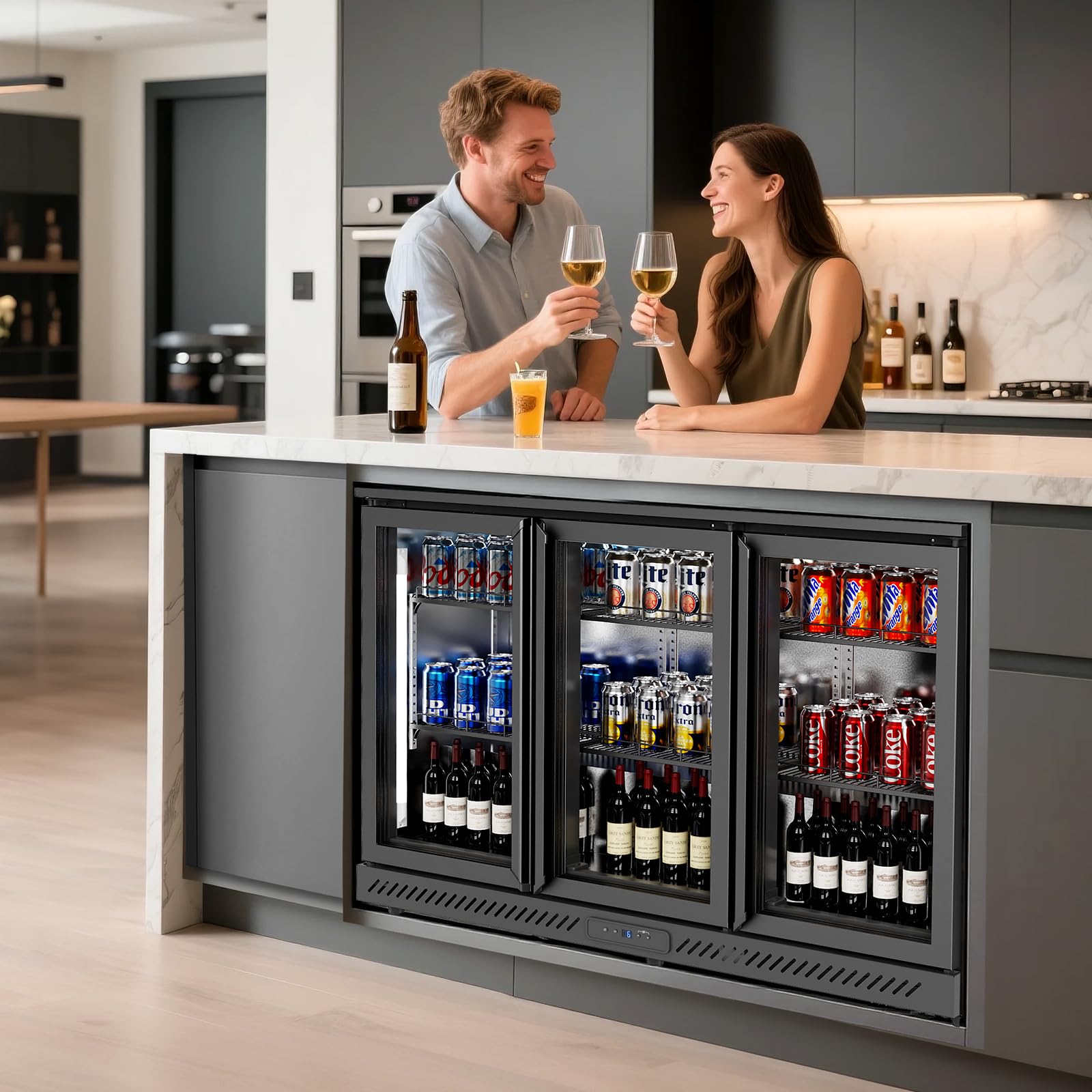 ROVSUN 53.1" 11.4 Cu.Ft. 160W 110V Back Bar Cooler with 3 Doors