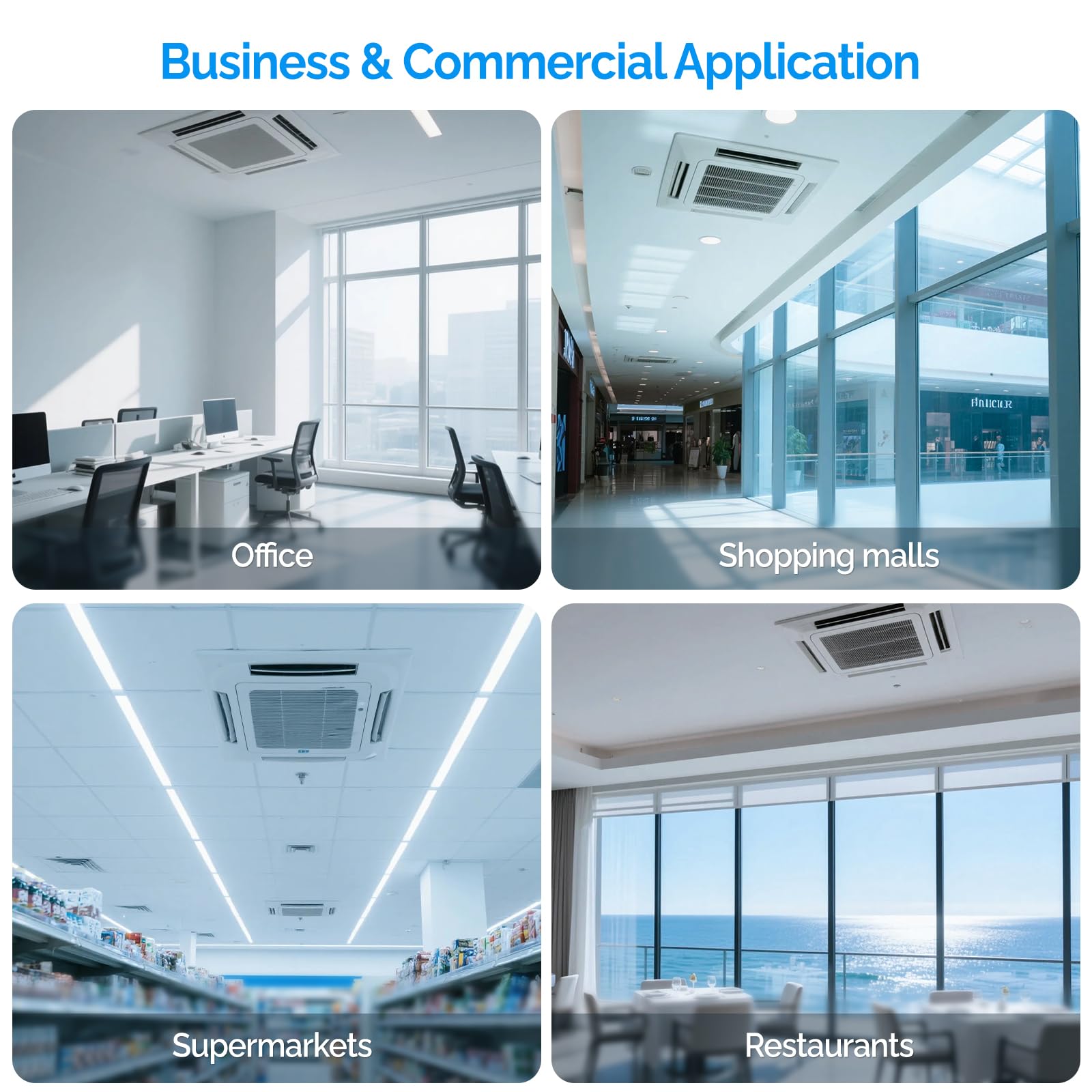 ROVSUN 2 Zone 9,000 + 9,000 / 20,000 BTU Ceiling Cassette Mini Split Ductless 20 SEER2 230V with Heat Pump & 25Ft Install Kit