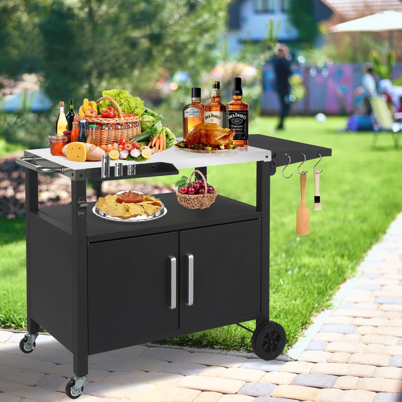 ROVSUN 44.5" Outdoor Grill Cart with Storage Cabinet