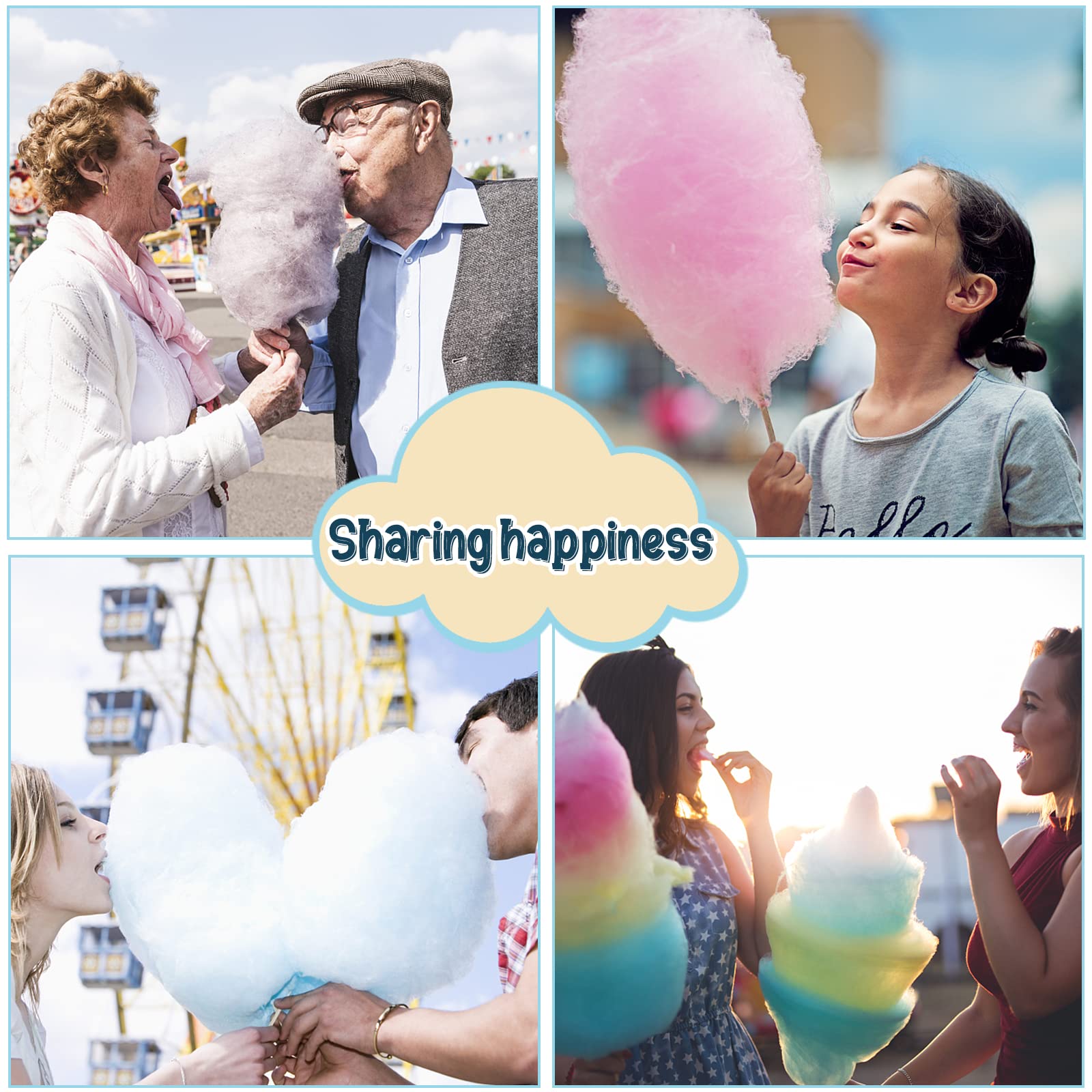 ROVSUN 21" 980W 110V Cotton Candy Machine Cart with Bowl & Cover Blue