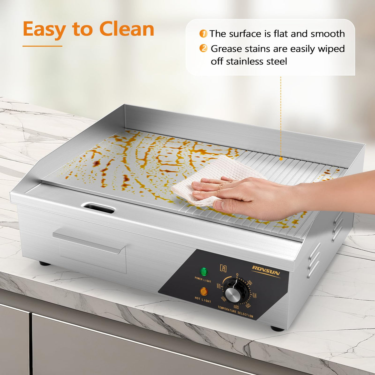 ROVSUN 22" 1600W 110V Electric Griddle Countertop with Half Flat Top Griddle