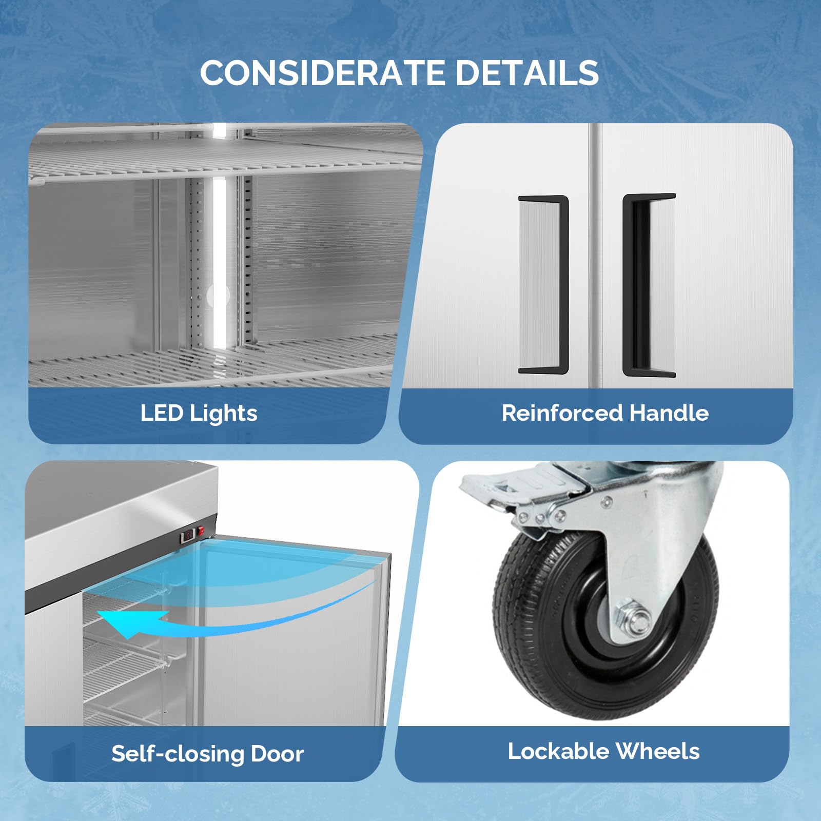 ROVSUN 54" 49 Cu.Ft. Double Door Reach-In Refrigerator