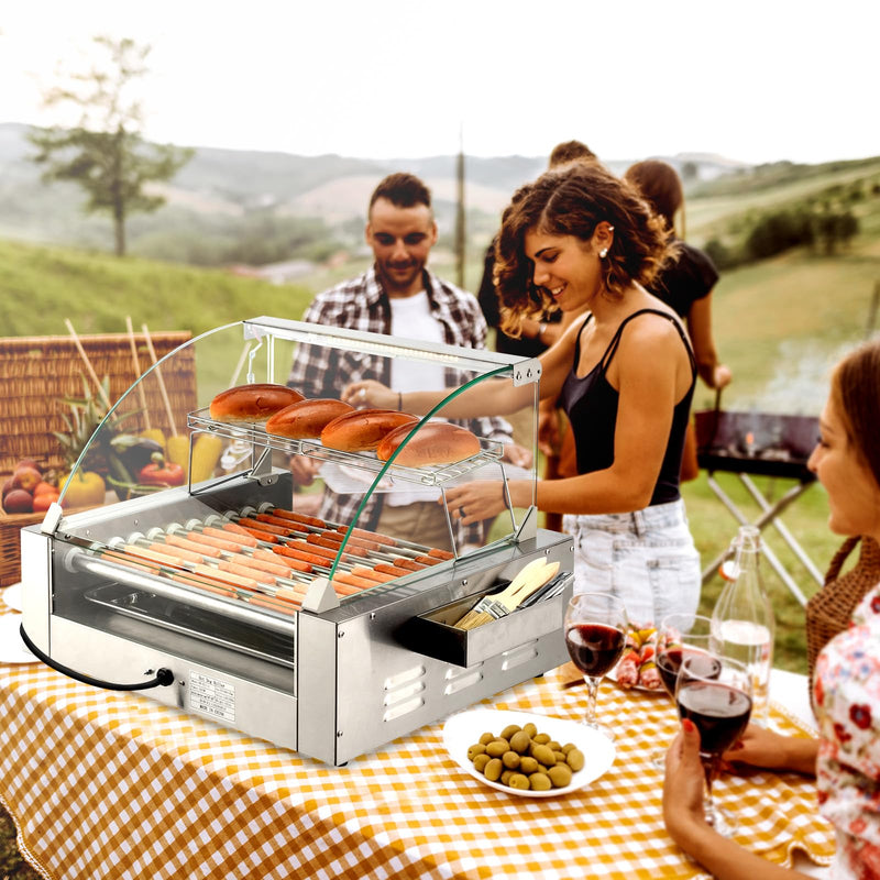 ROVSUN 7 Rollers 1050W 18 Hot Dog Roller Grill with Cover