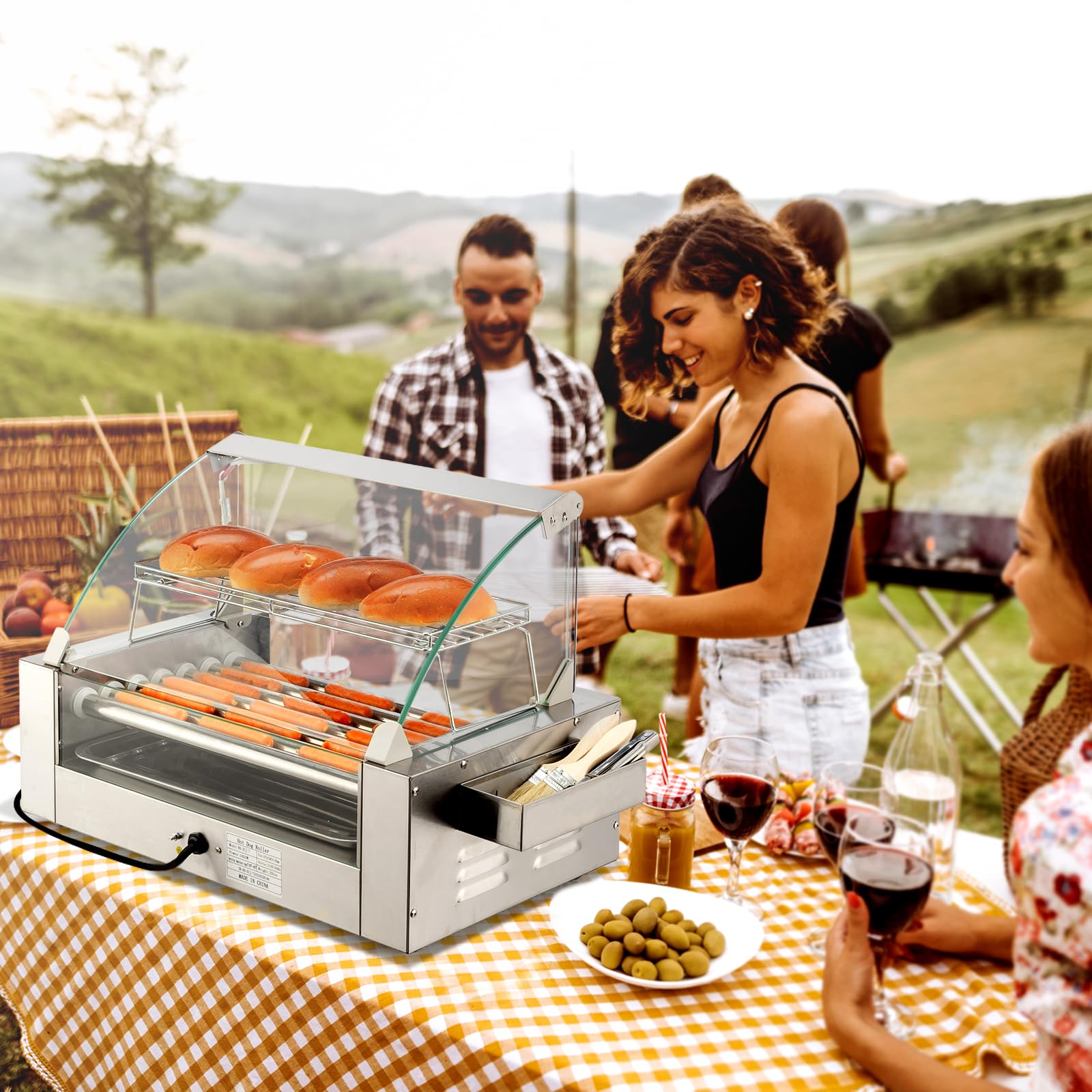 ROVSUN 7 Rollers 1,050W 110V 18 Hot Dog Roller Grill