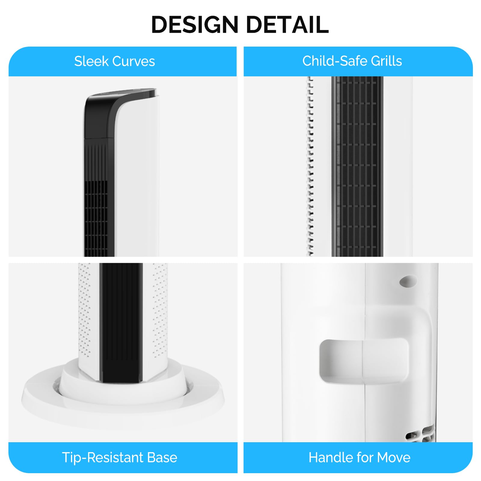 ROVSUN 42" 65W 110V Tower Fan with 3 Speeds
