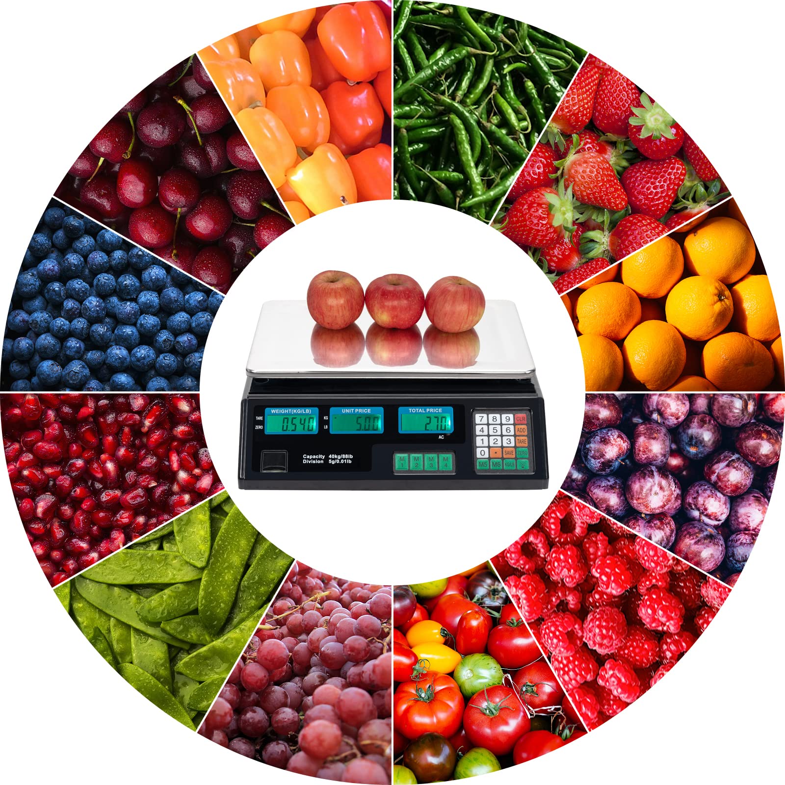 ROVSUN 88 LBS Deli Electronic Price Computing Scale Black