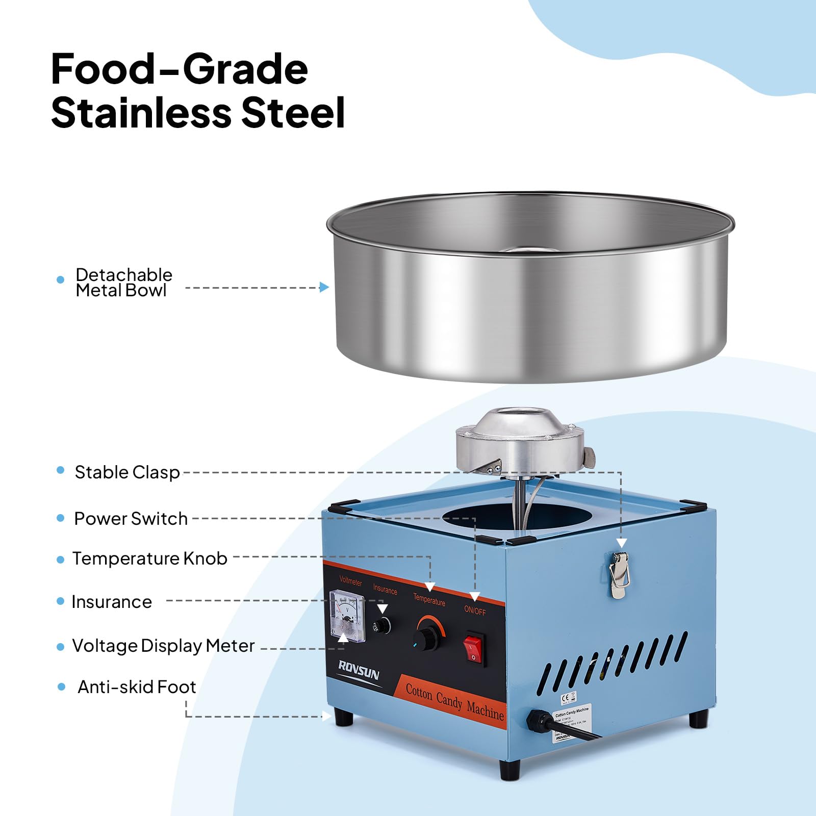 ROVSUN 15" Cotton Candy Machine Blue