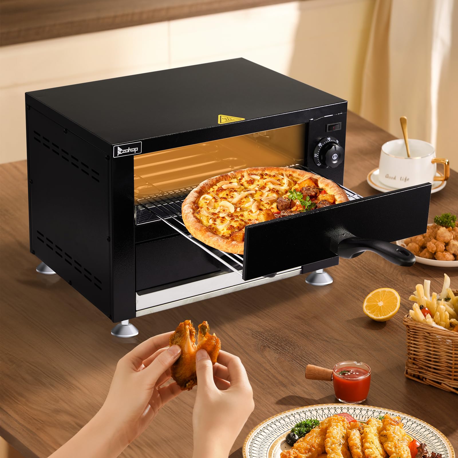 12" 2200W 110V Double Deck Pizza Oven Countertop Black