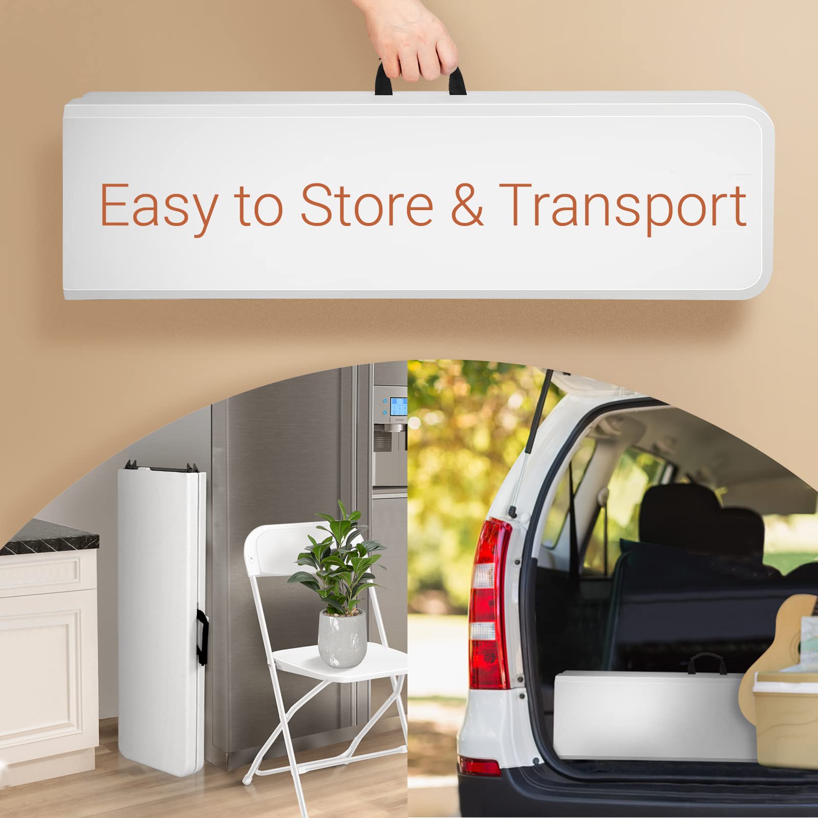 6 Feet Plastic Folding Bench Outdoor Picnic Party Seat White