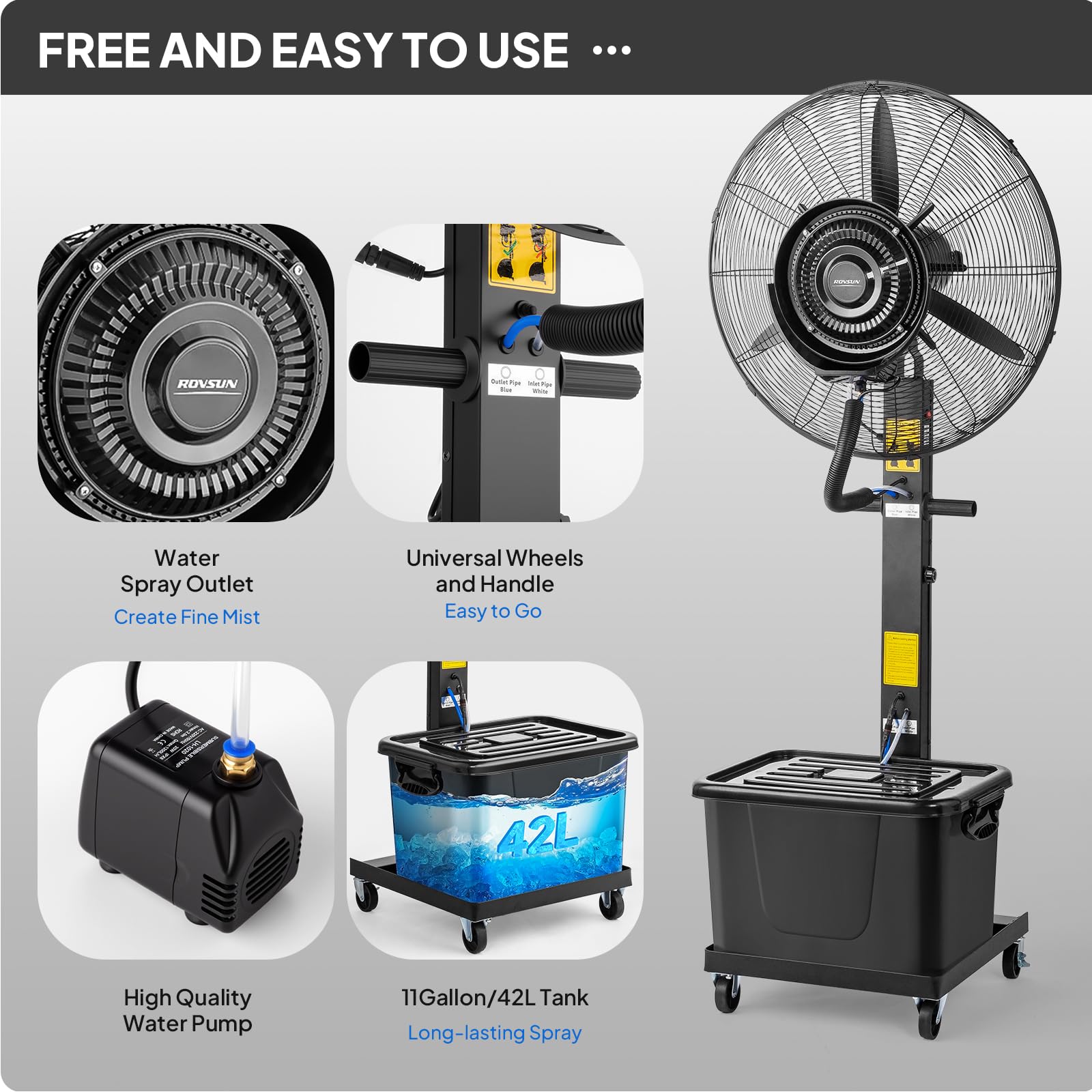 ROVSUN 26" 260W 110V Industrial Industrial Mister Fan