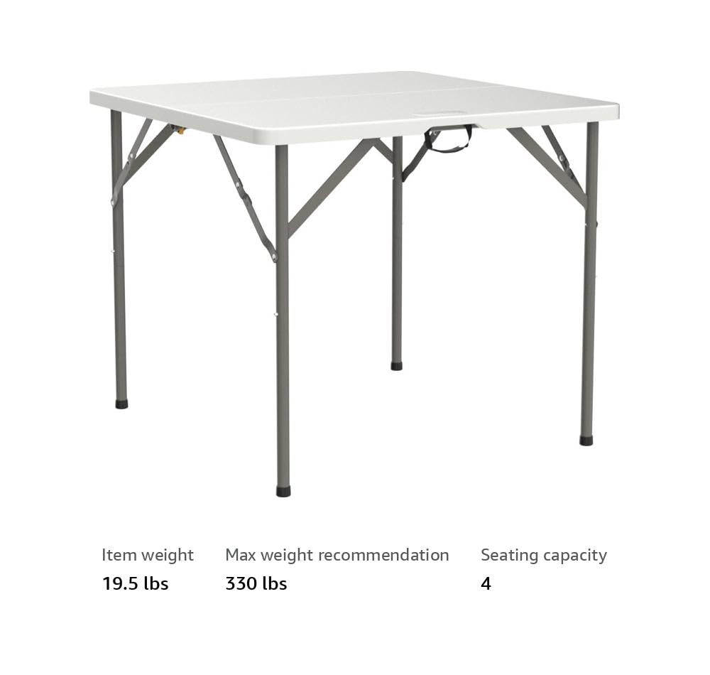 34" Square Bi-Folding Portable Plastic Dining Card Table