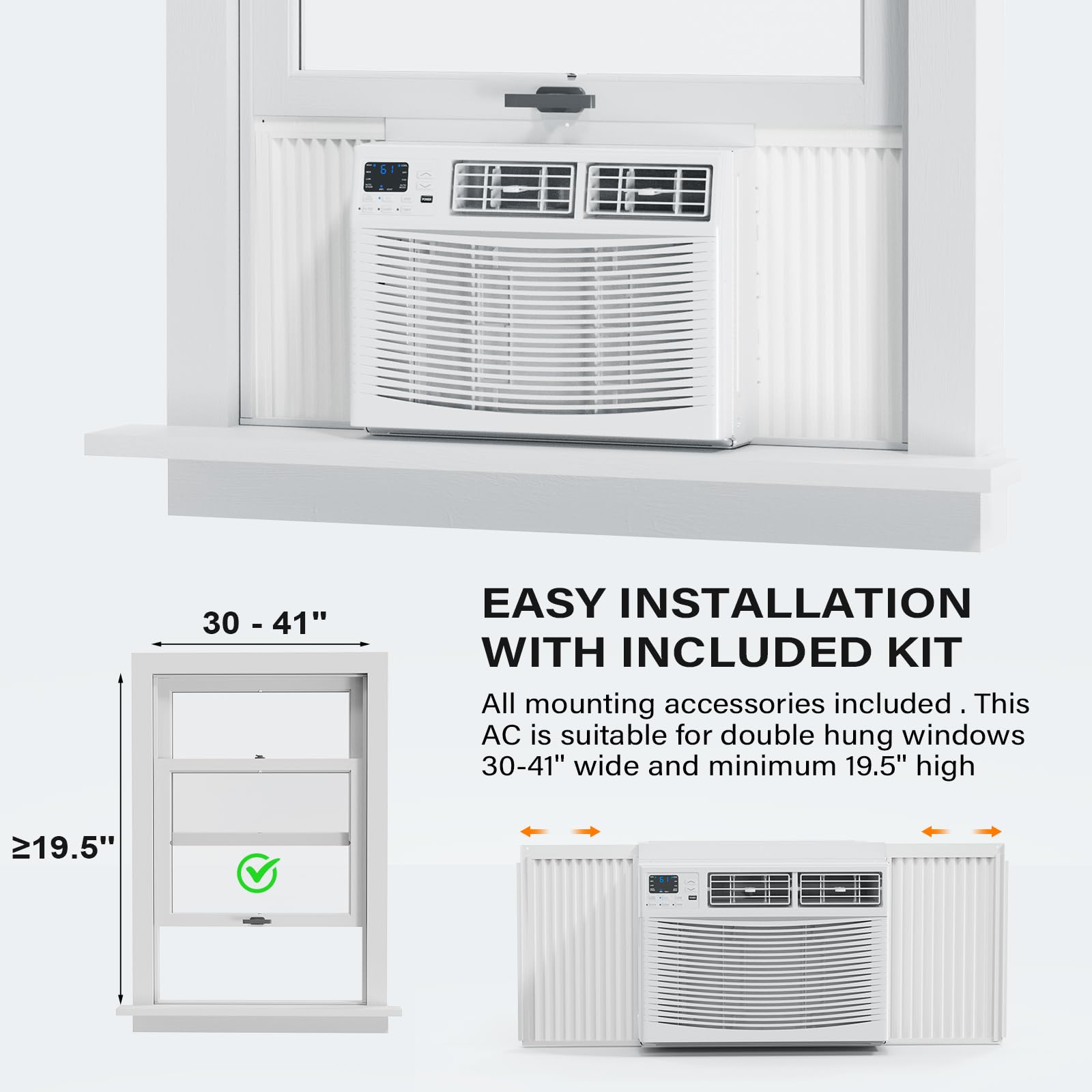 ROVSUN 2,3200 BTU 230V Window Air Conditioner with Heat & Wifi/APP & Install Kit