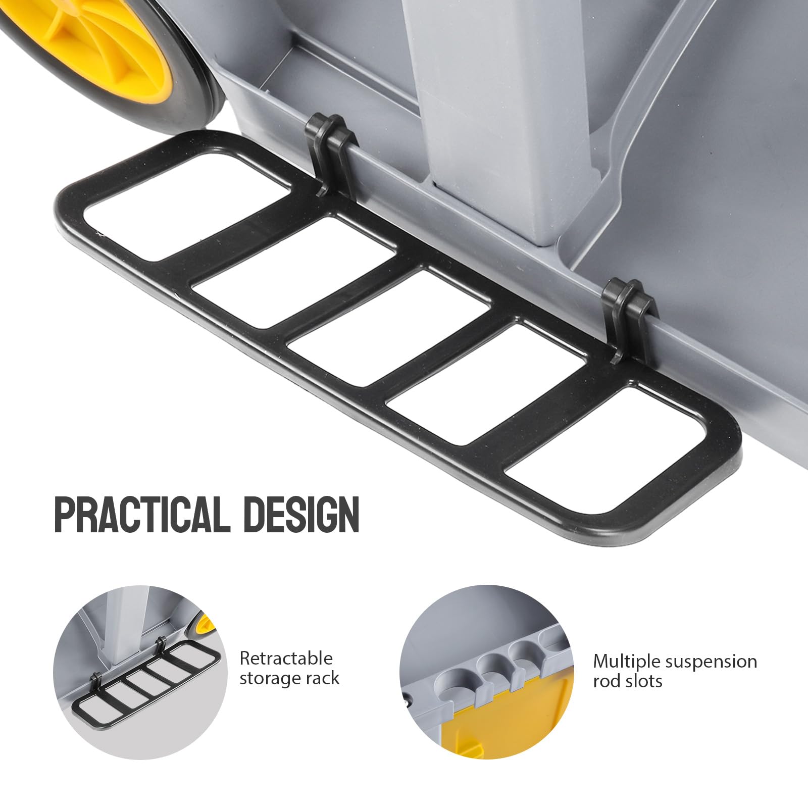 3-Tier 500 LBS Capacity Janitorial Cart with Locker & 15 Gallon Bag Grey