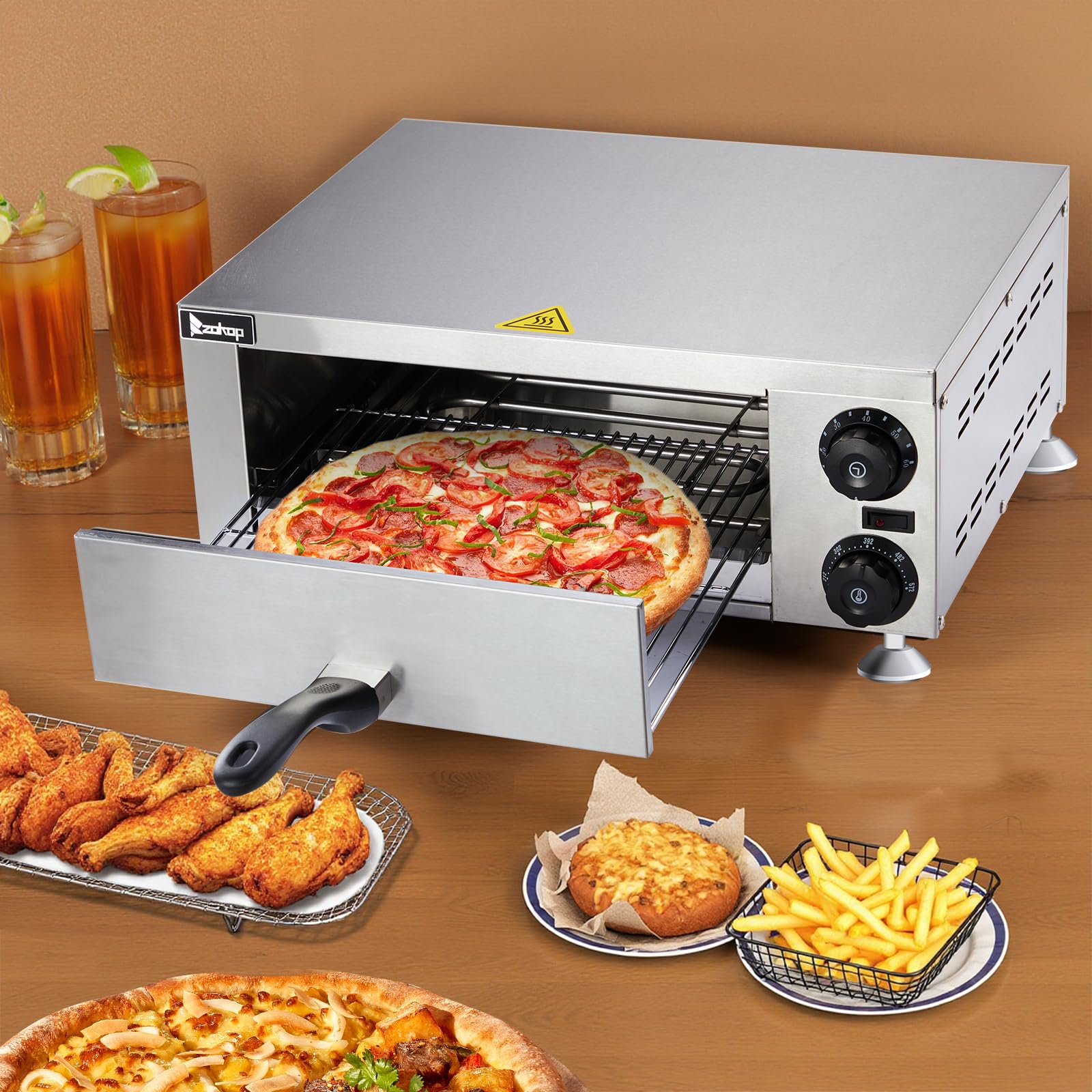 12" 1100W 110V Single Deck Pizza Oven Countertop Silver