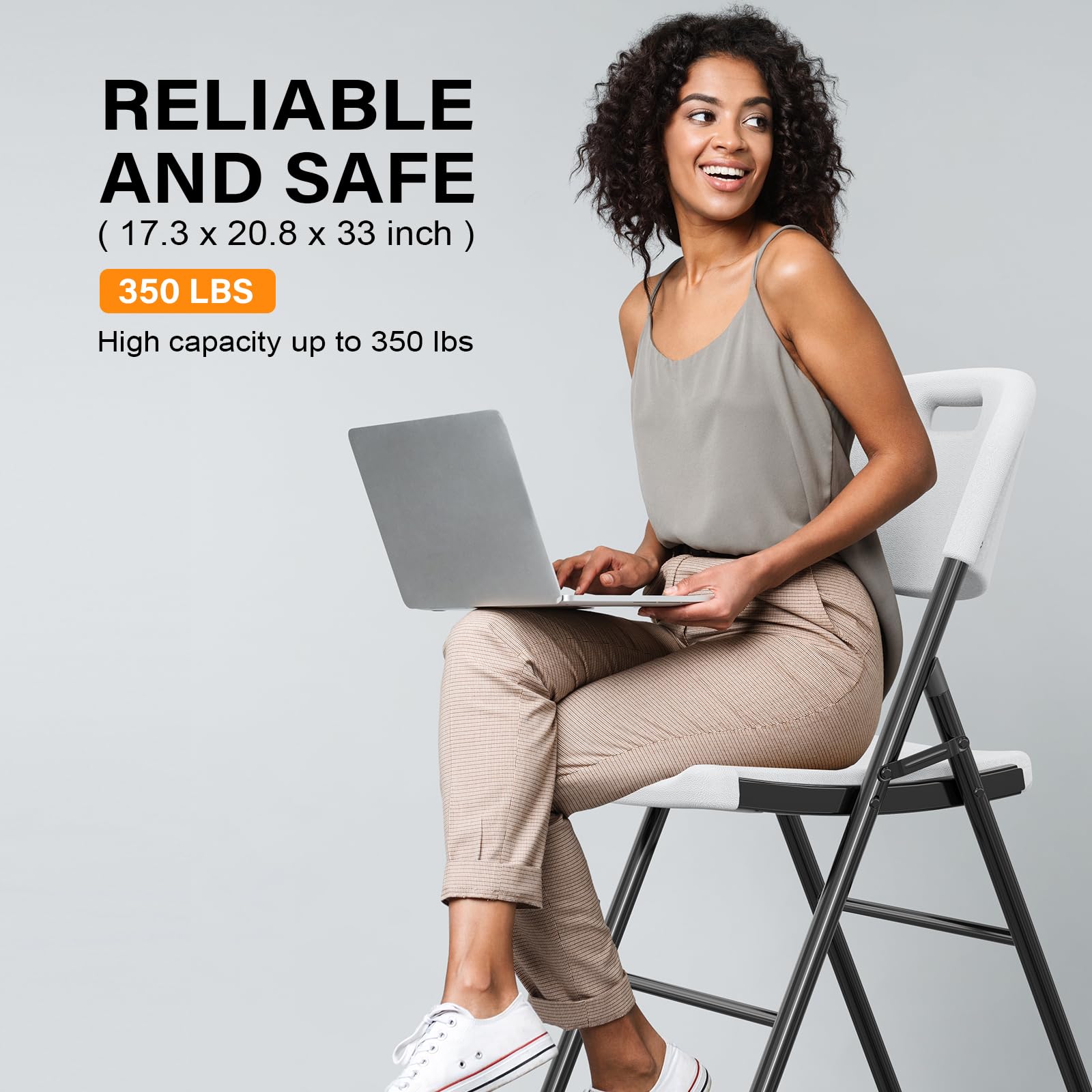 Portable HDPE Plastic Folding Chair with Steel Frame White