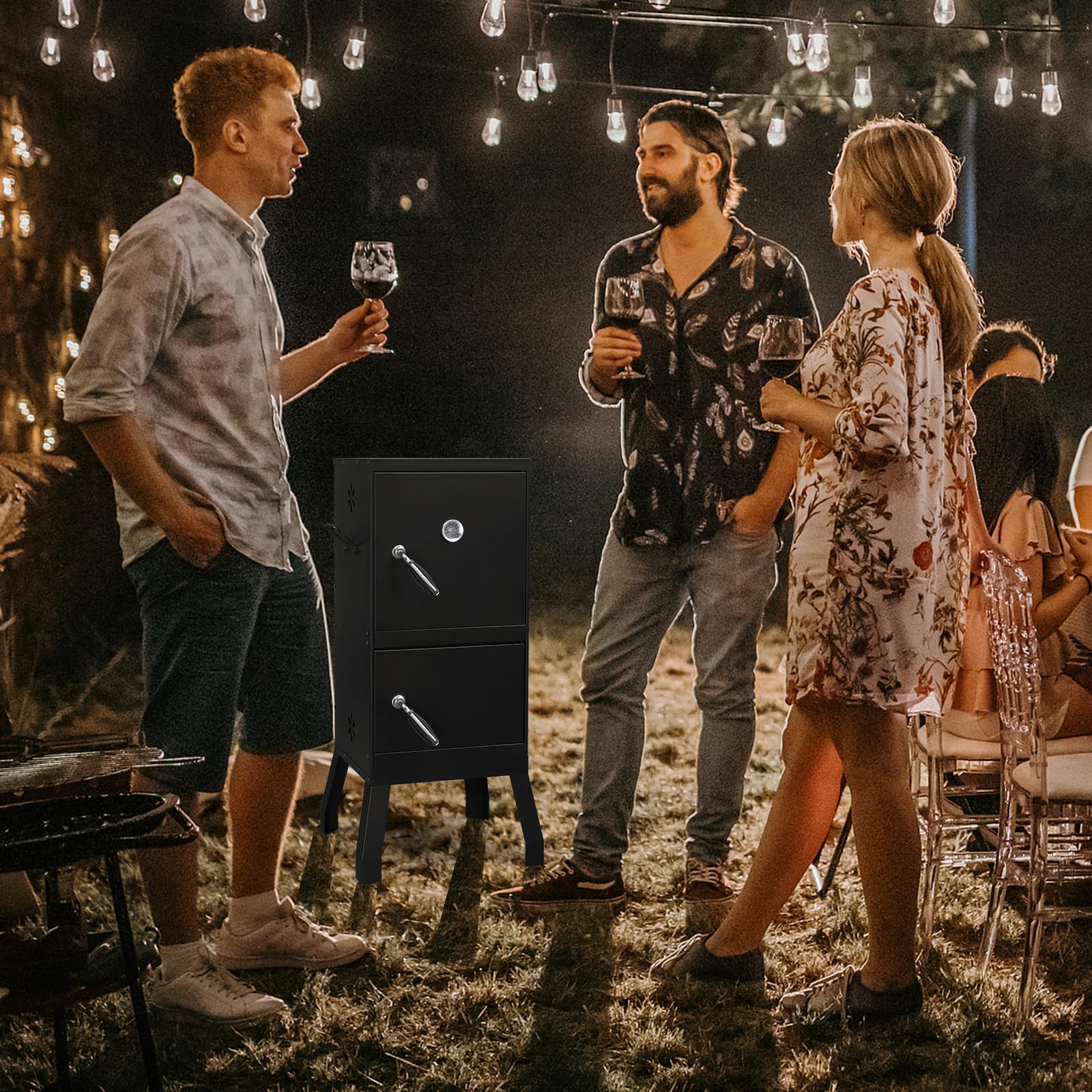 ROVSUN 2-in-1 Outdoor Smoker with Double Doors