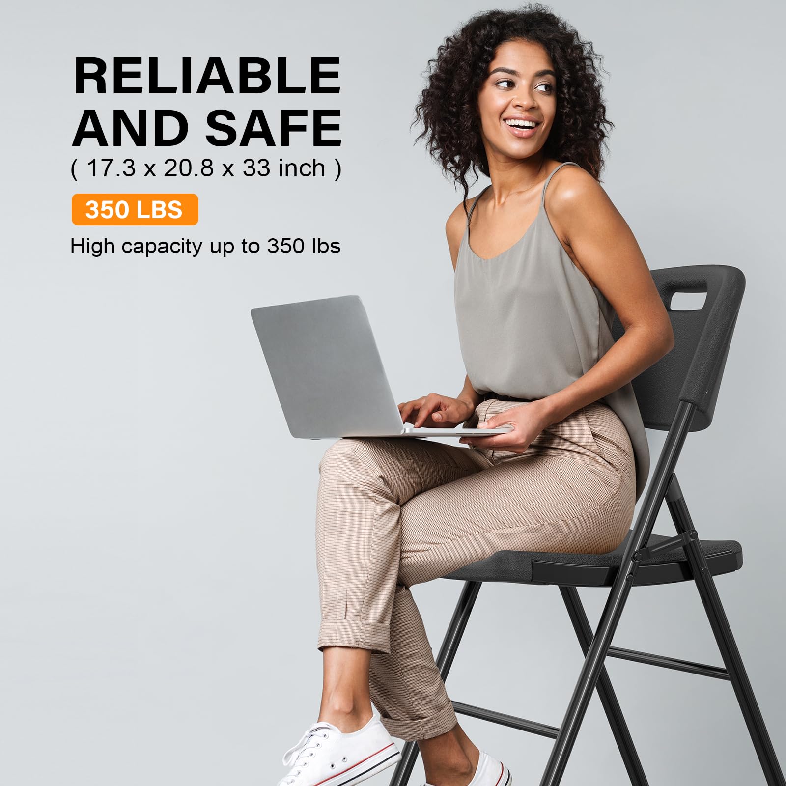 Portable HDPE Plastic Folding Chair with Steel Frame Black