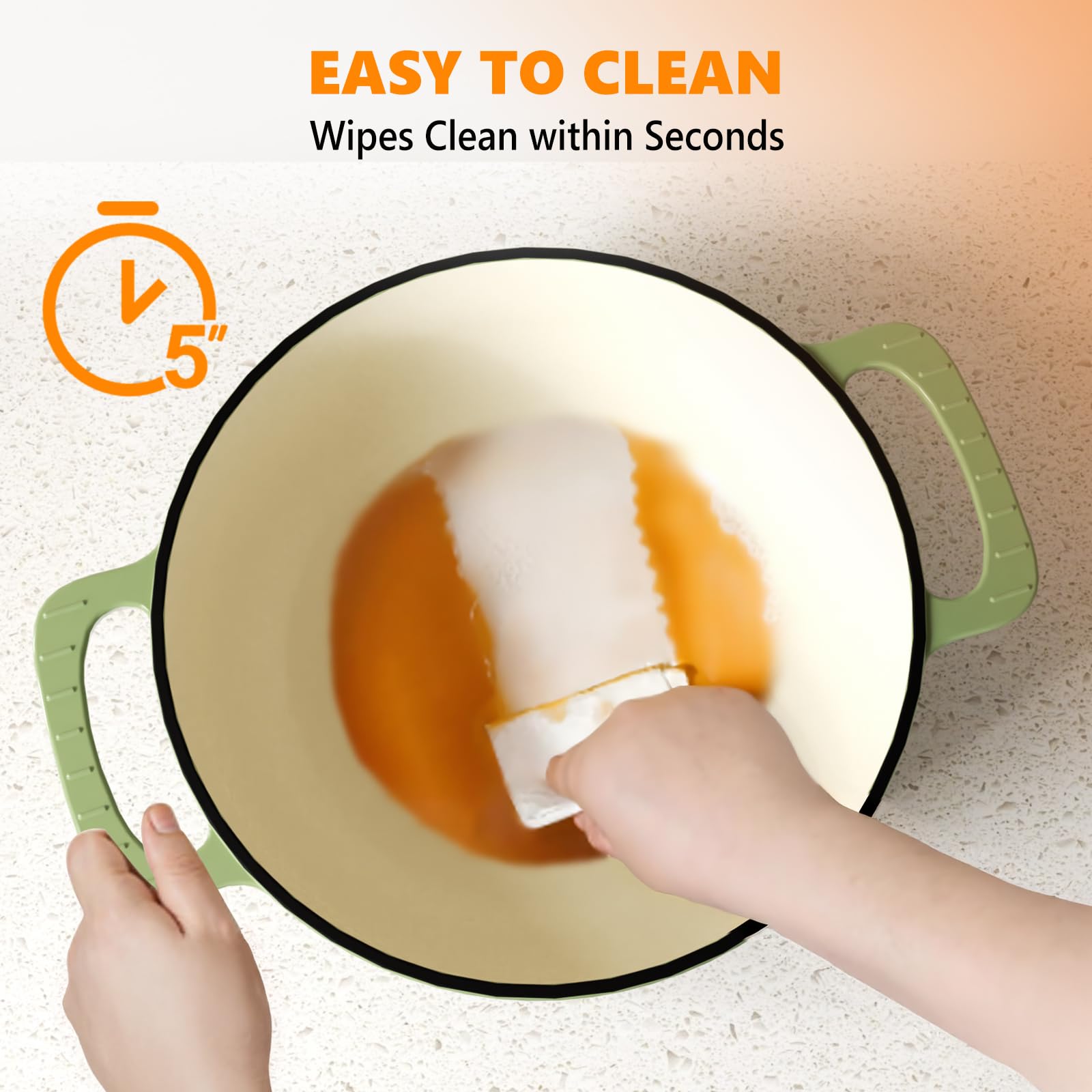 ROVSUN 6 QT Enameled Cast Iron Round Dutch Oven Sage Green