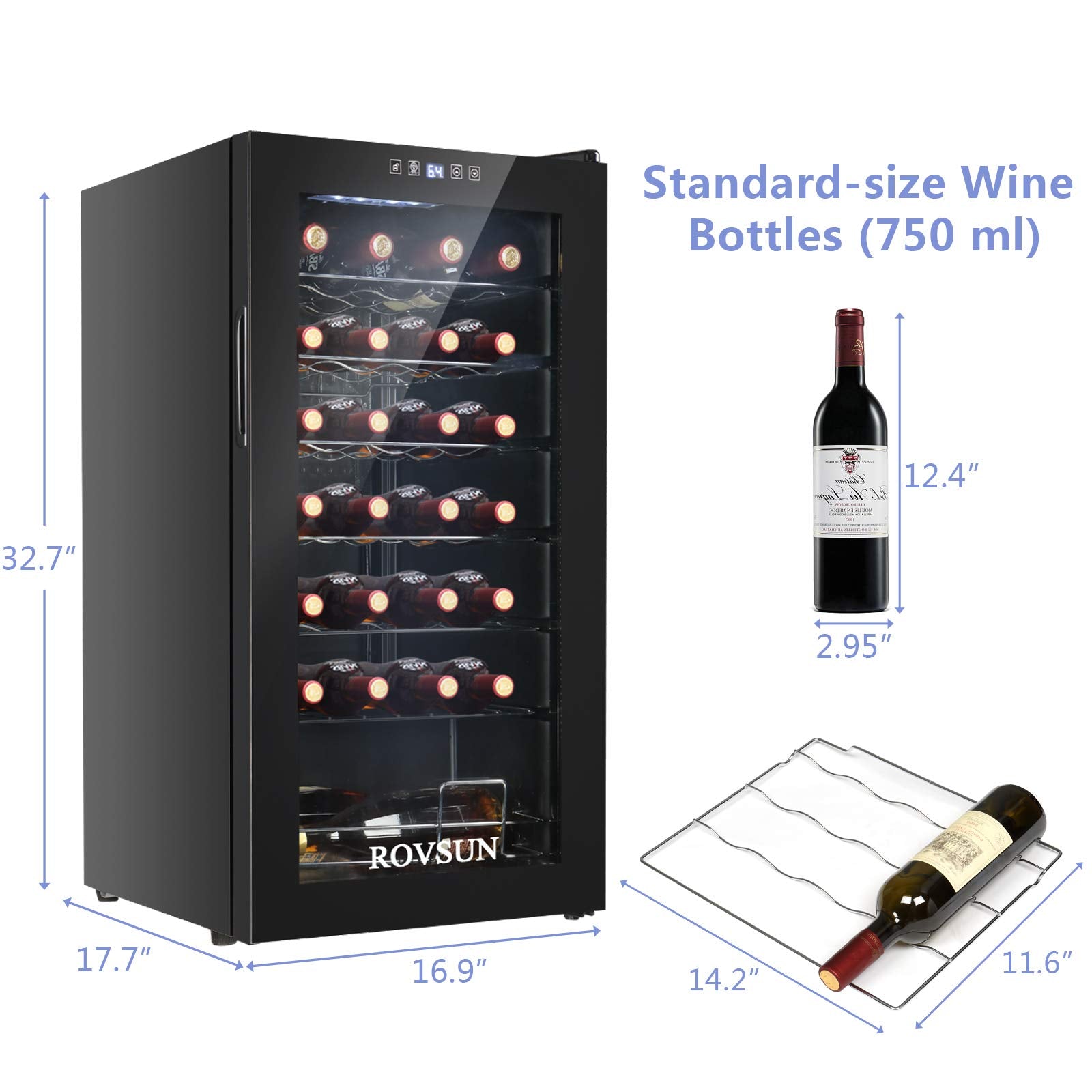 ROVSUN 28-Bottle 17" Wide Wine Cooler with Digital Temp Control