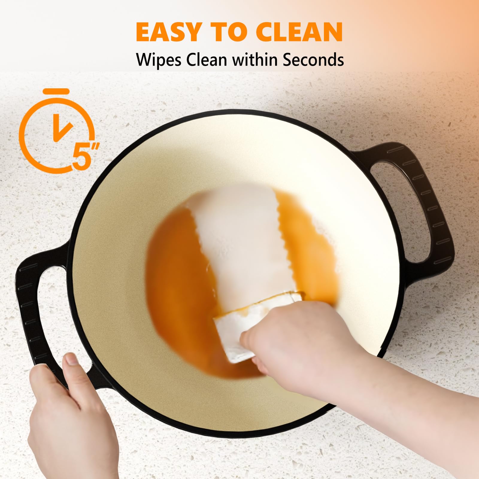 ROVSUN 6 QT Enameled Cast Iron Round Dutch Oven Black