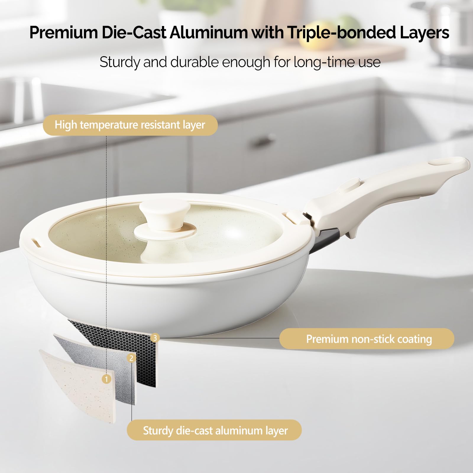 ROVSUN 22 Pcs Nonstick Pots and Pans Set with Detachable Handles