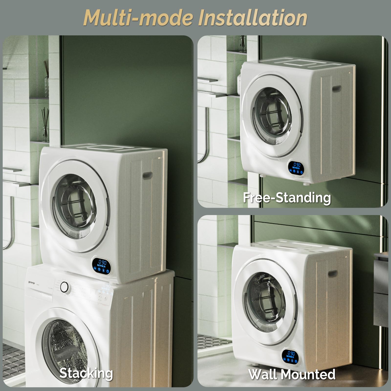 ROVSUN 1.5 Cu.Ft. 850W 110V Tumble Clothes Dryer with LCD Touch Panel