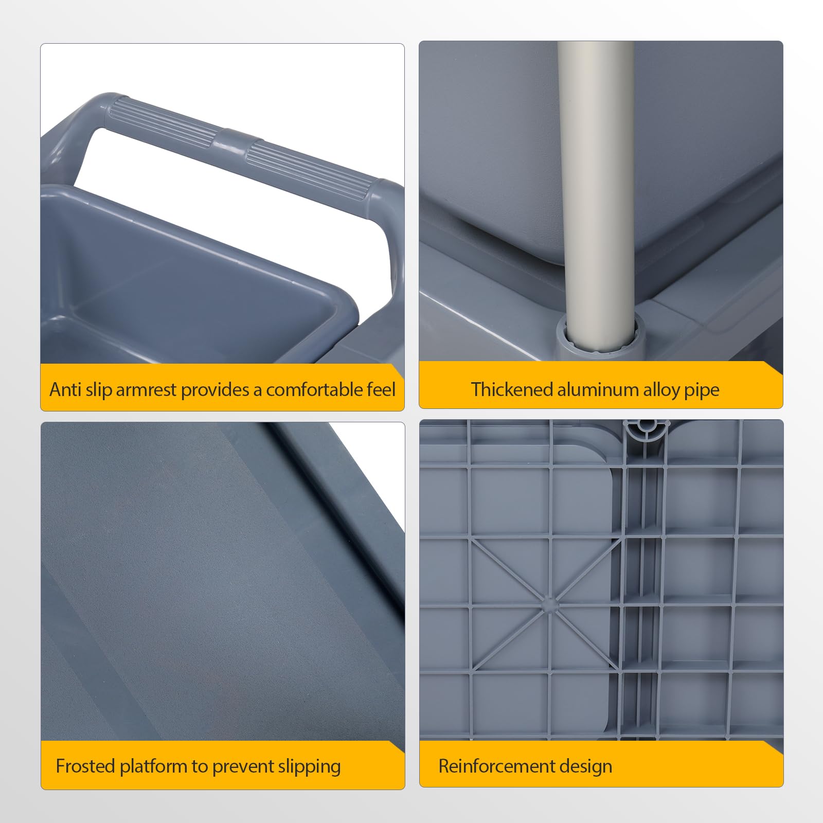 3-Tier 41" x 18" 330 lb. Capacity Plastic Utility Cart/Bussing Cart Grey