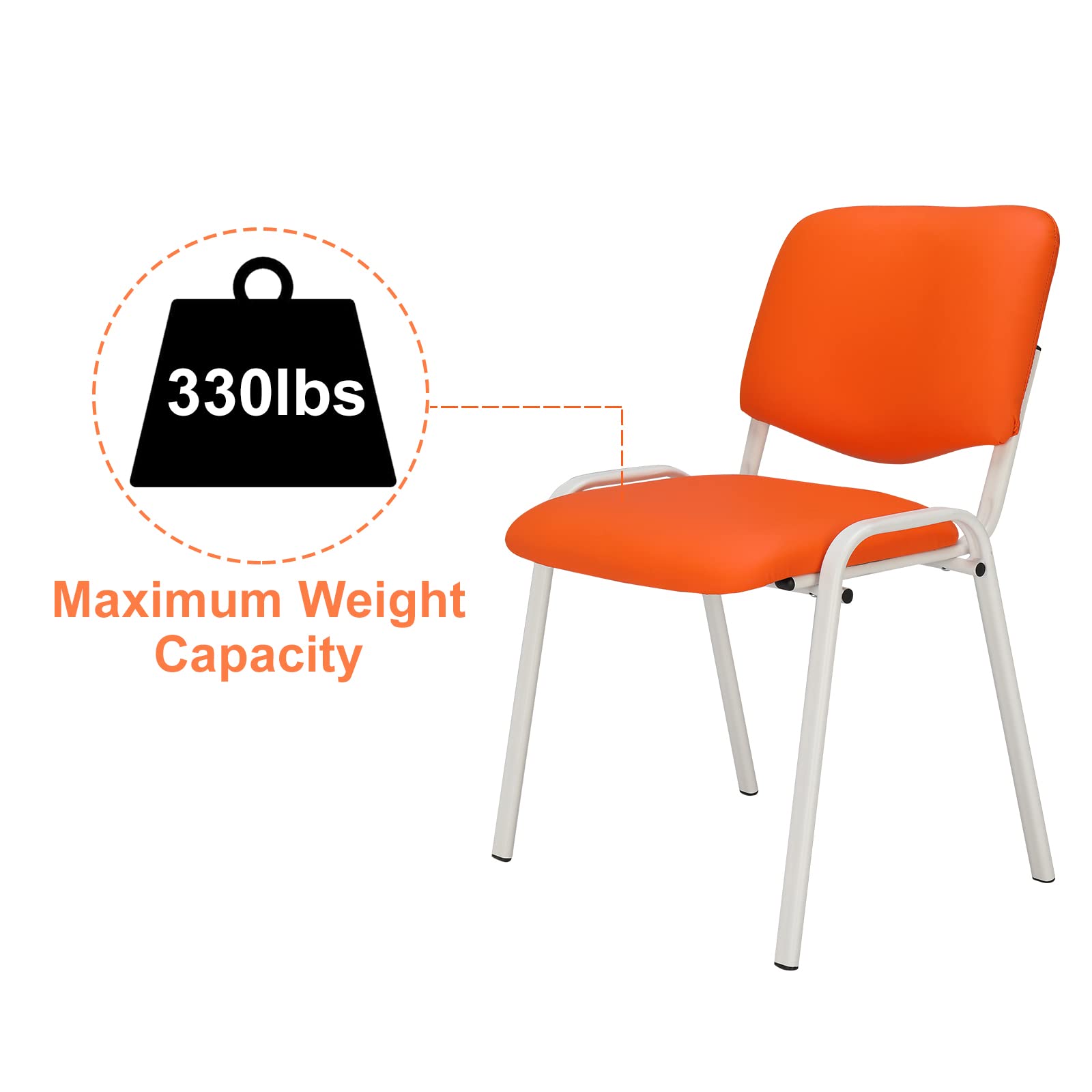 Office PU Stacking Chairs Armless Orange