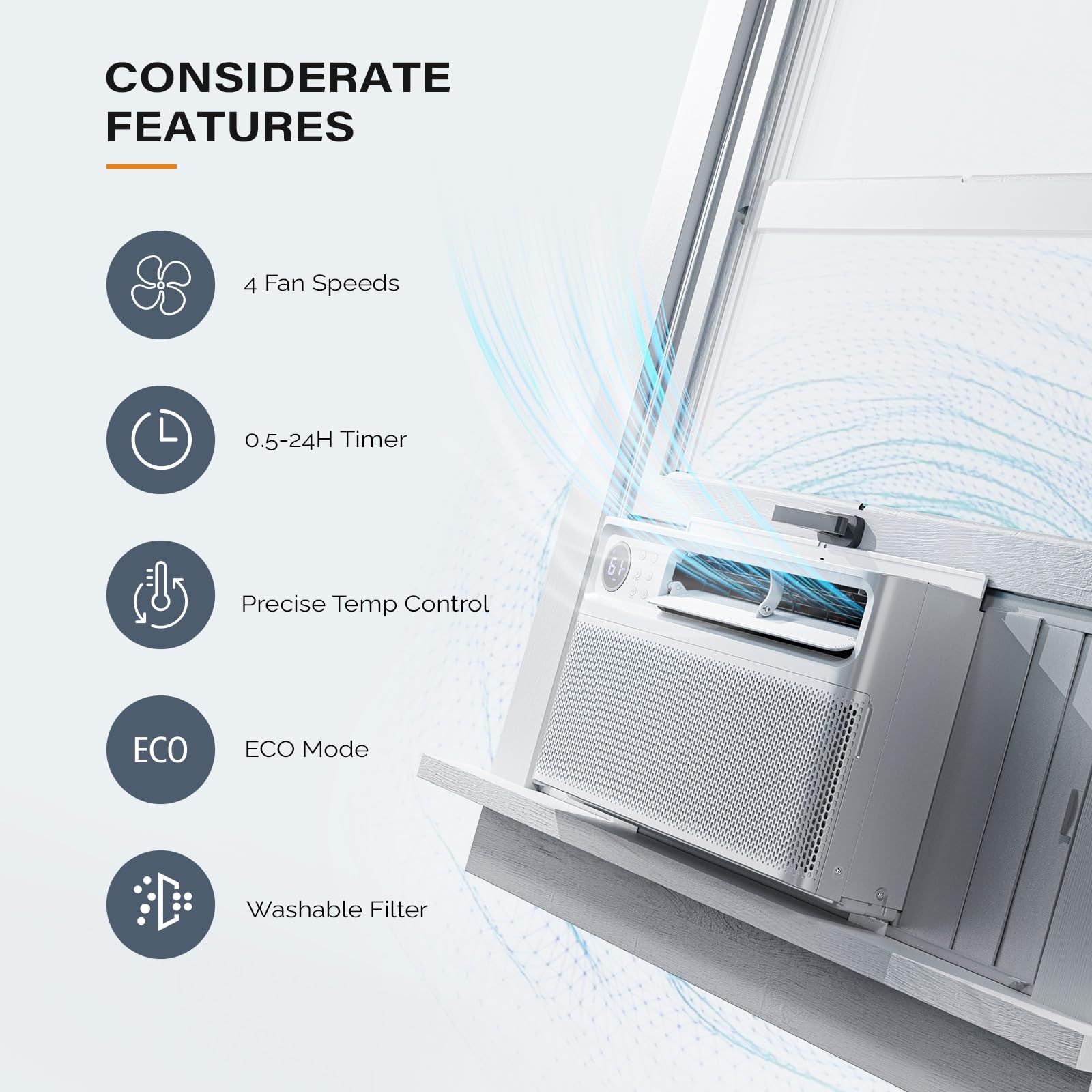 ROVSUN 10,000 BTU 115V Window Air Conditioner with Inverter & Wifi/APP & Install Kit