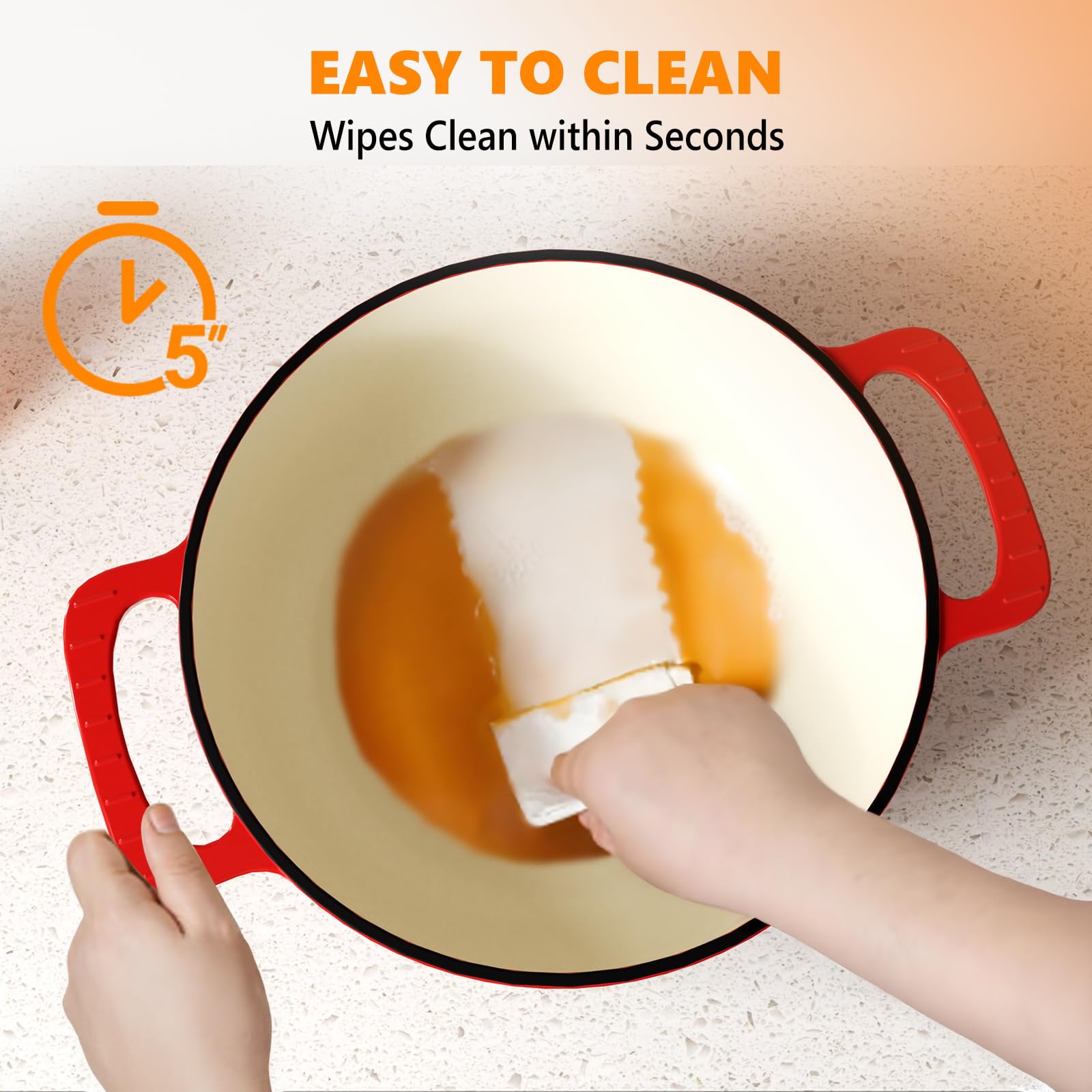 ROVSUN 7.5 QT Enameled Cast Iron Round Dutch Oven Red