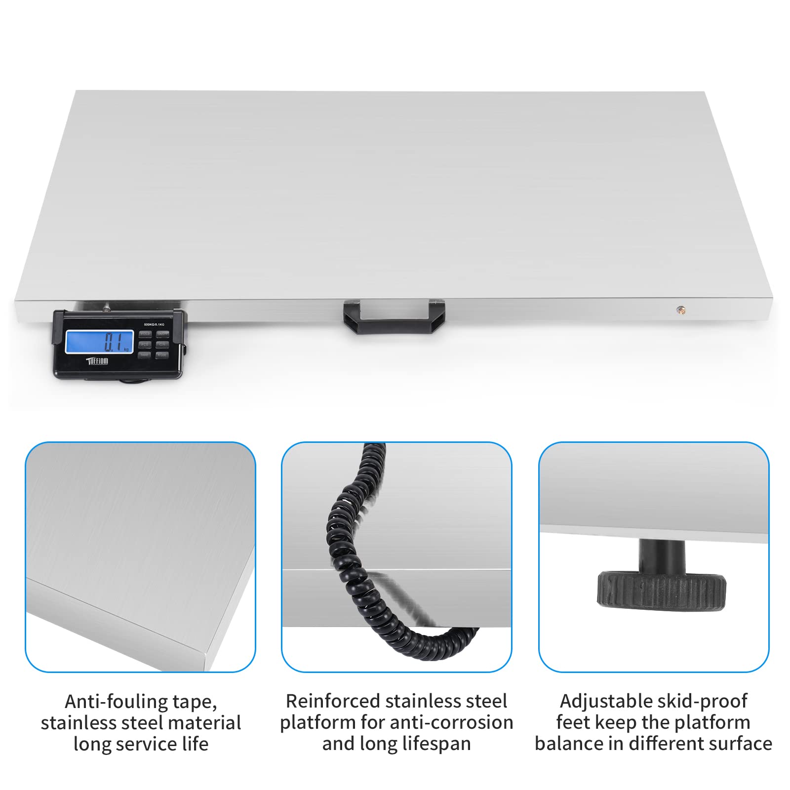 1100 LBS x 0.2 LBS Livestock Scale Electronic Platform Scale for Dog Goat Sheep Silver