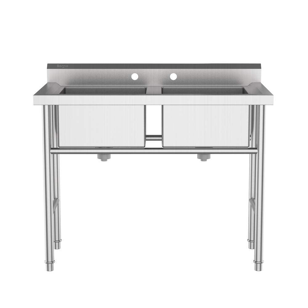 ROVSUN 36" x 21" 2 Compartment 304 Stainless Steel Sink Kitchen Restaurant