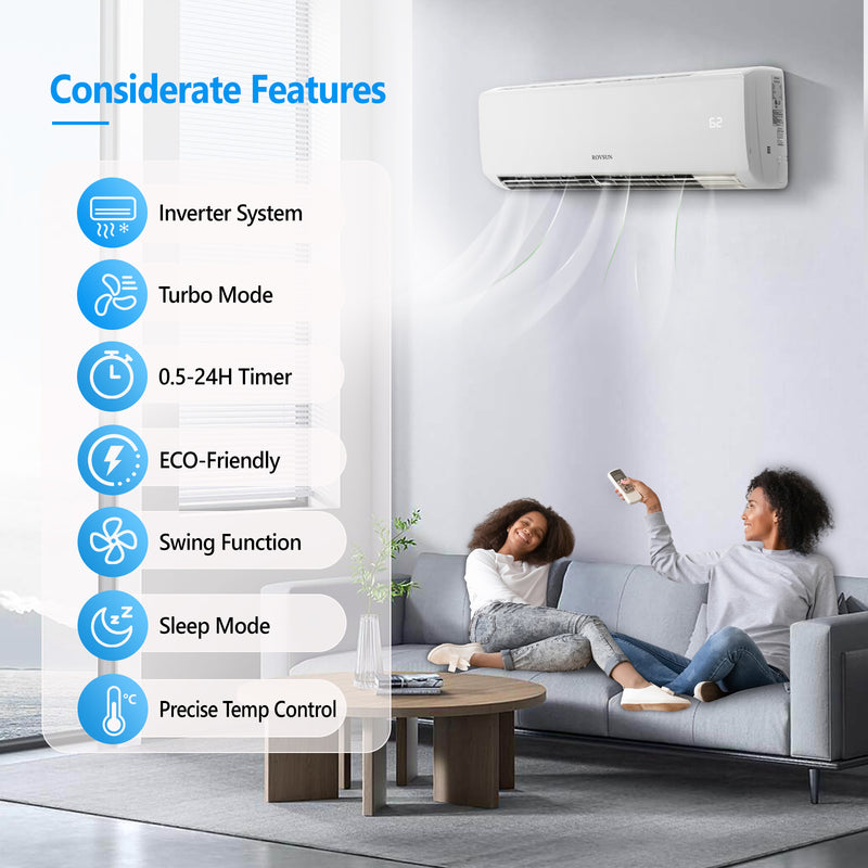 ROVSUN 18000 BTU 19 SEER2 230V Wifi Enabled Ductless Mini Split Air Conditioner with Heat Pump Inverter & Install Kit