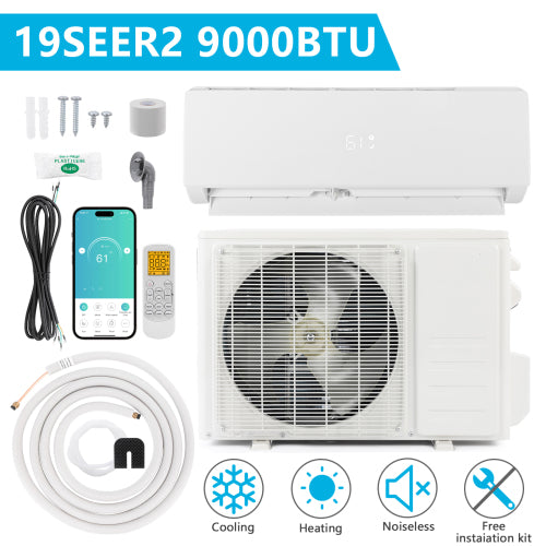Zokop 9,000 BTU 19 SEER2 115V Mini Split Air Conditioner with Heat Pump & Install Kit