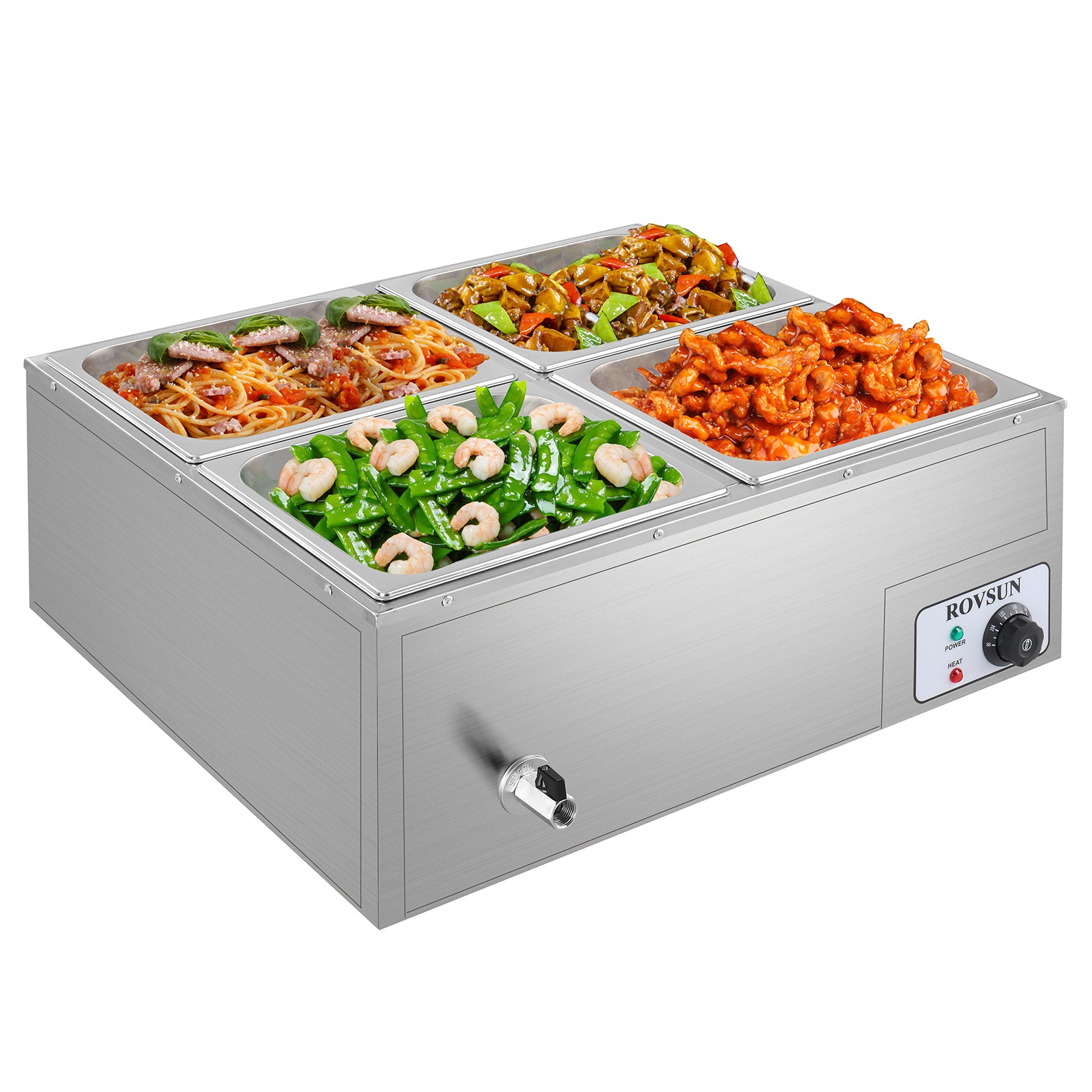 ROVSUN 42.3 QT 1200W 110V 4-Pan Electric Steam Table Food Warmer Countertop