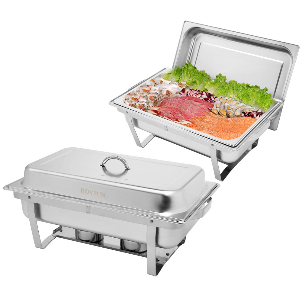 ROVSUN 8 QT Rectangle Chafing Dish Set with Full Size Pans