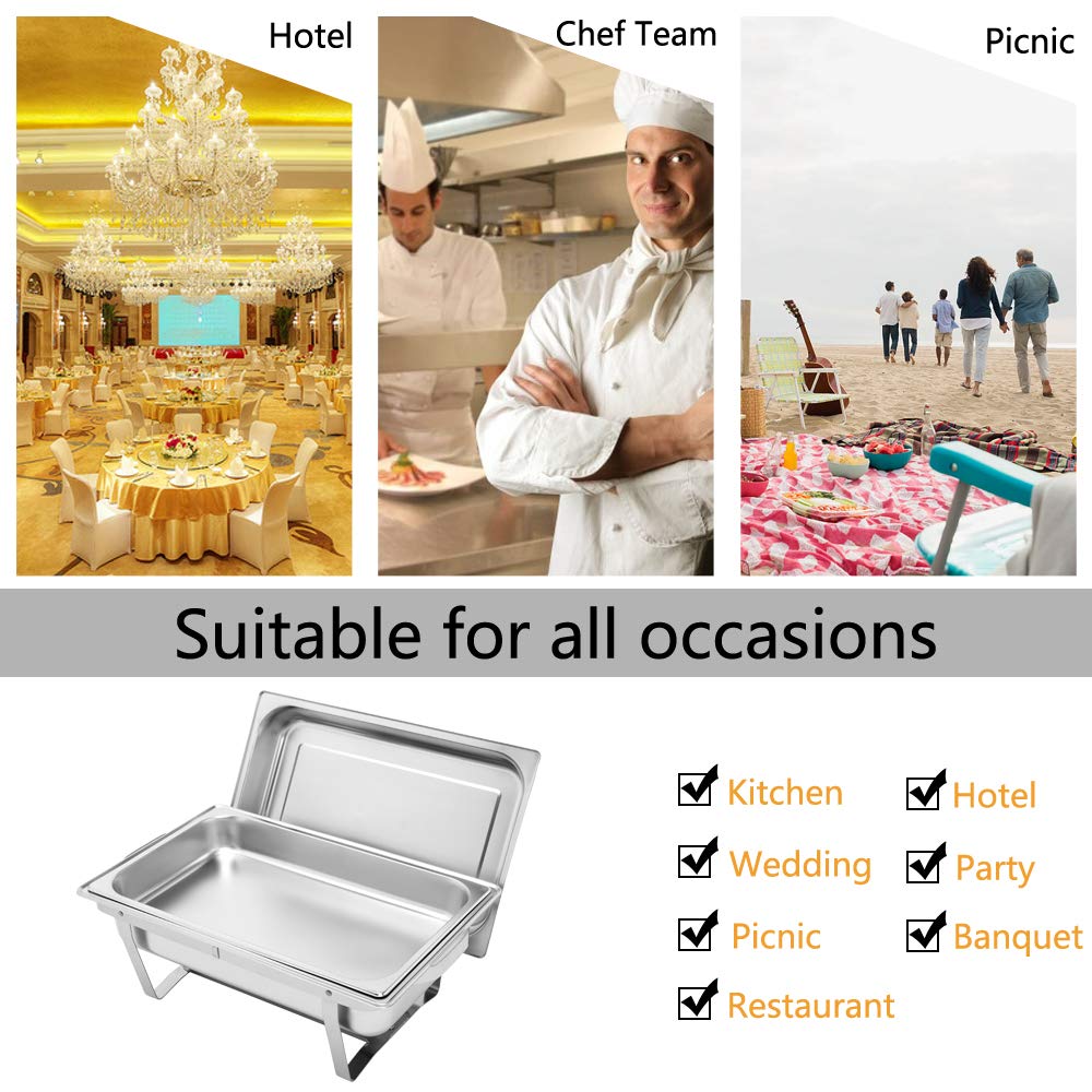 ROVSUN 8 QT Rectangle Chafing Dish Set with Full Size Pans