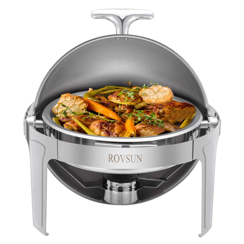 ROVSUN 6 QT Roll Top Stainless Steel Round Chafing Dish Set