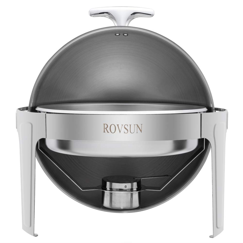 ROVSUN 6 QT Roll Top Stainless Steel Round Chafing Dish Buffet Set
