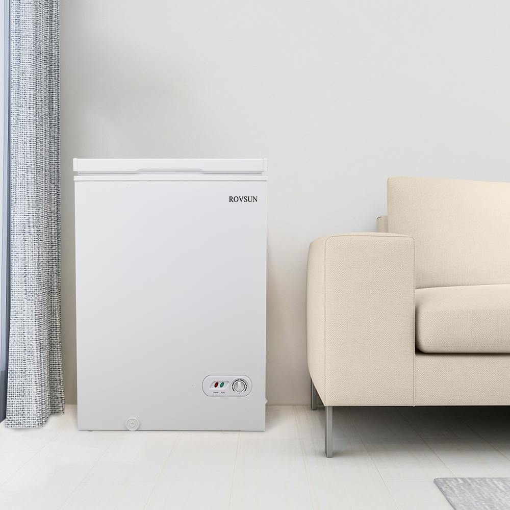 ROVSUN BD-100 3.5/5.0 Cubic Feet Chest Freezer with Storage Basket White - shop.rovsun.com