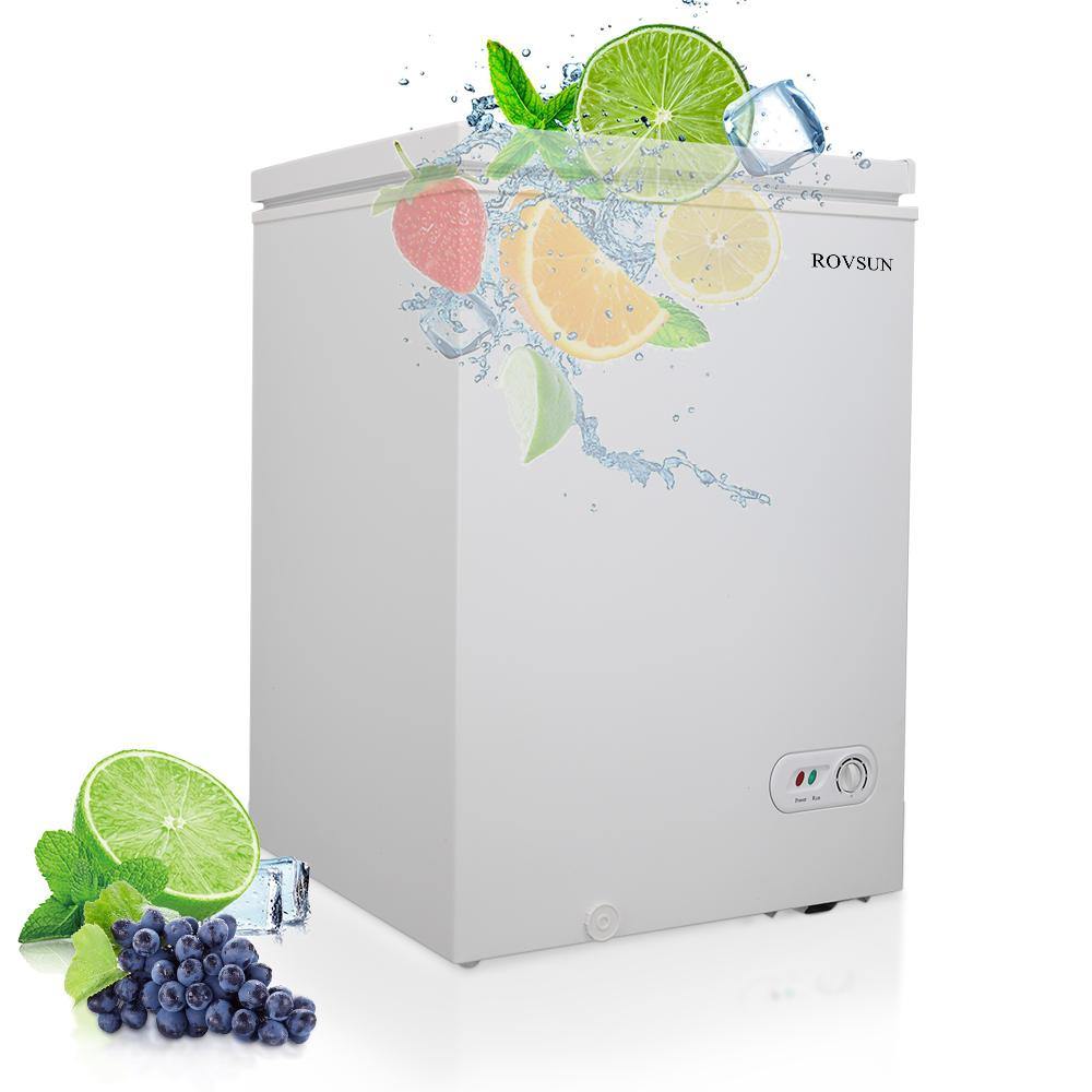 ROVSUN BD-100 3.5/5.0 Cubic Feet Chest Freezer with Storage Basket White - shop.rovsun.com