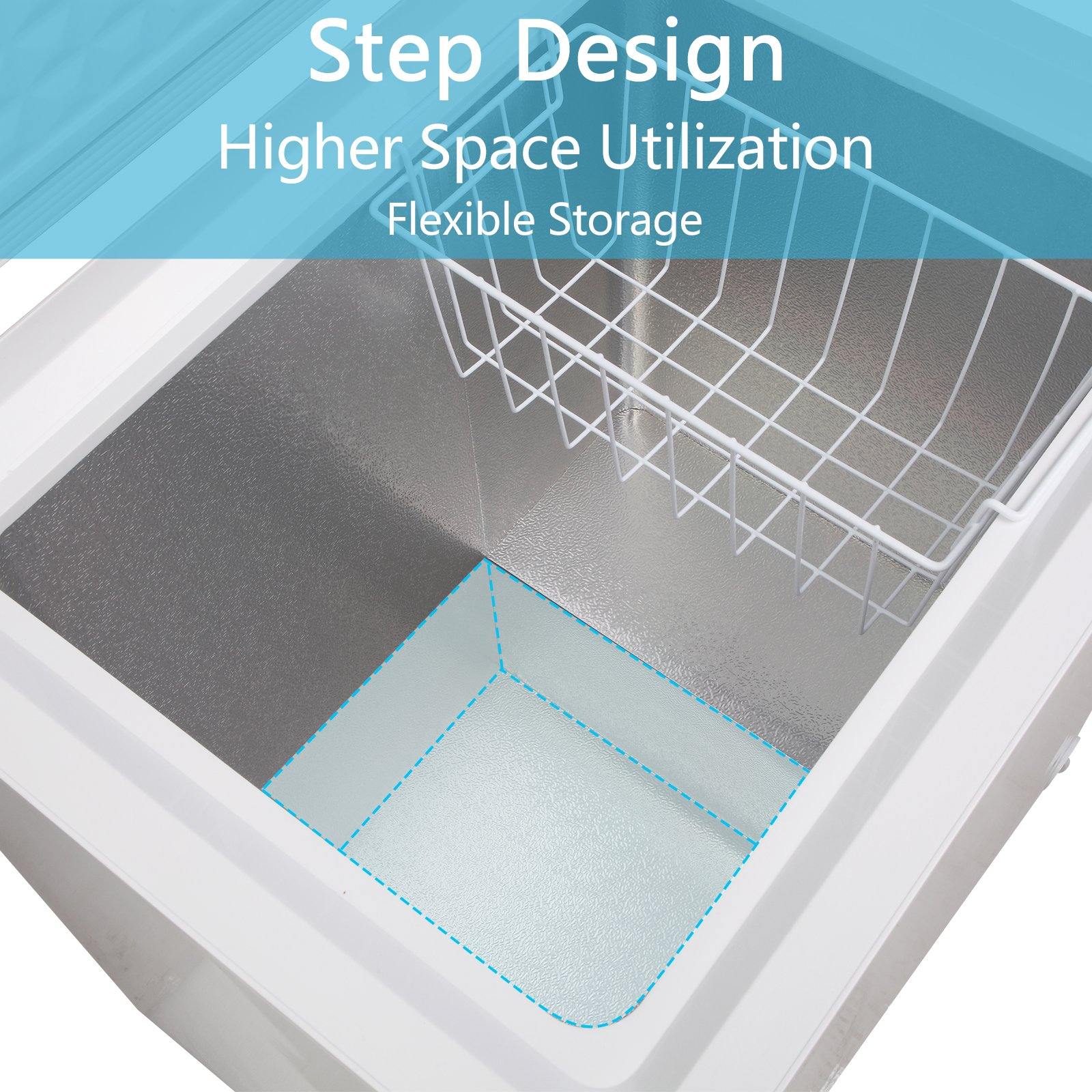 ROVSUN BD-100 3.5/5.0 Cubic Feet Chest Freezer with Storage Basket White - shop.rovsun.com