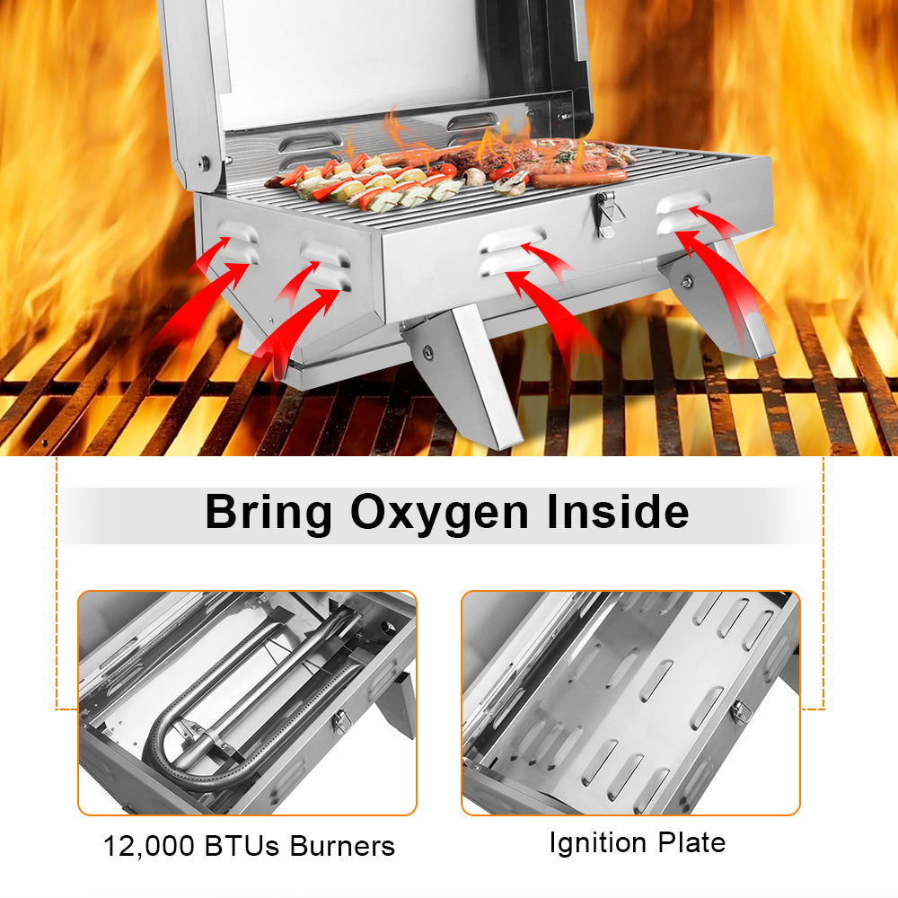 ROVSUN 1-Burner 12,000 BTU Portable Propane Grill Tabletop
