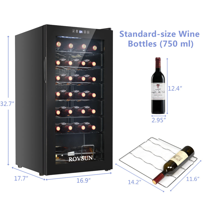 ROVSUN 28 Bottle Wine Cooler Fridge with Digital Temperature