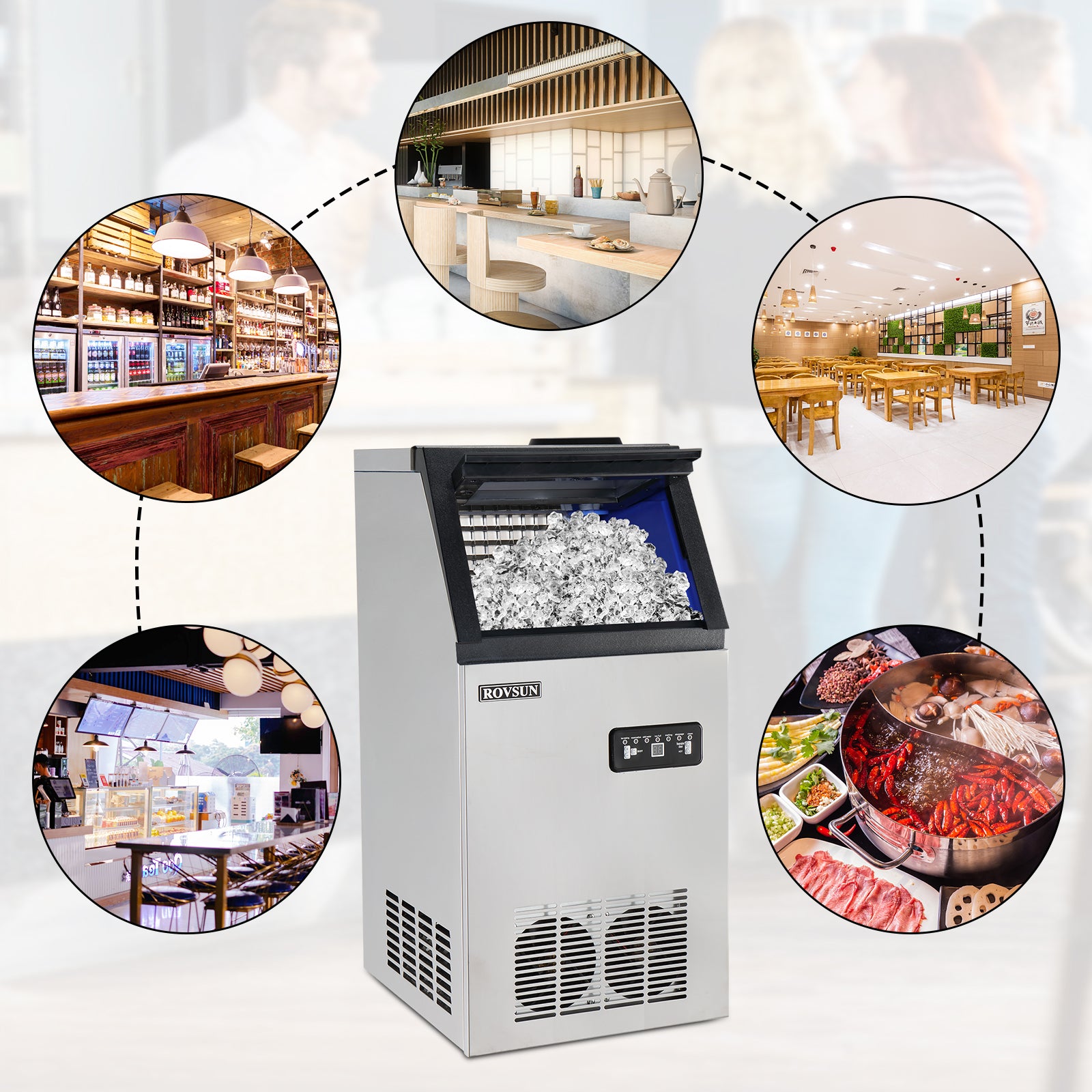 ROVSUN 14" 110 lb. 495W 115V Air Cooled Ice Machine Maker Countertop