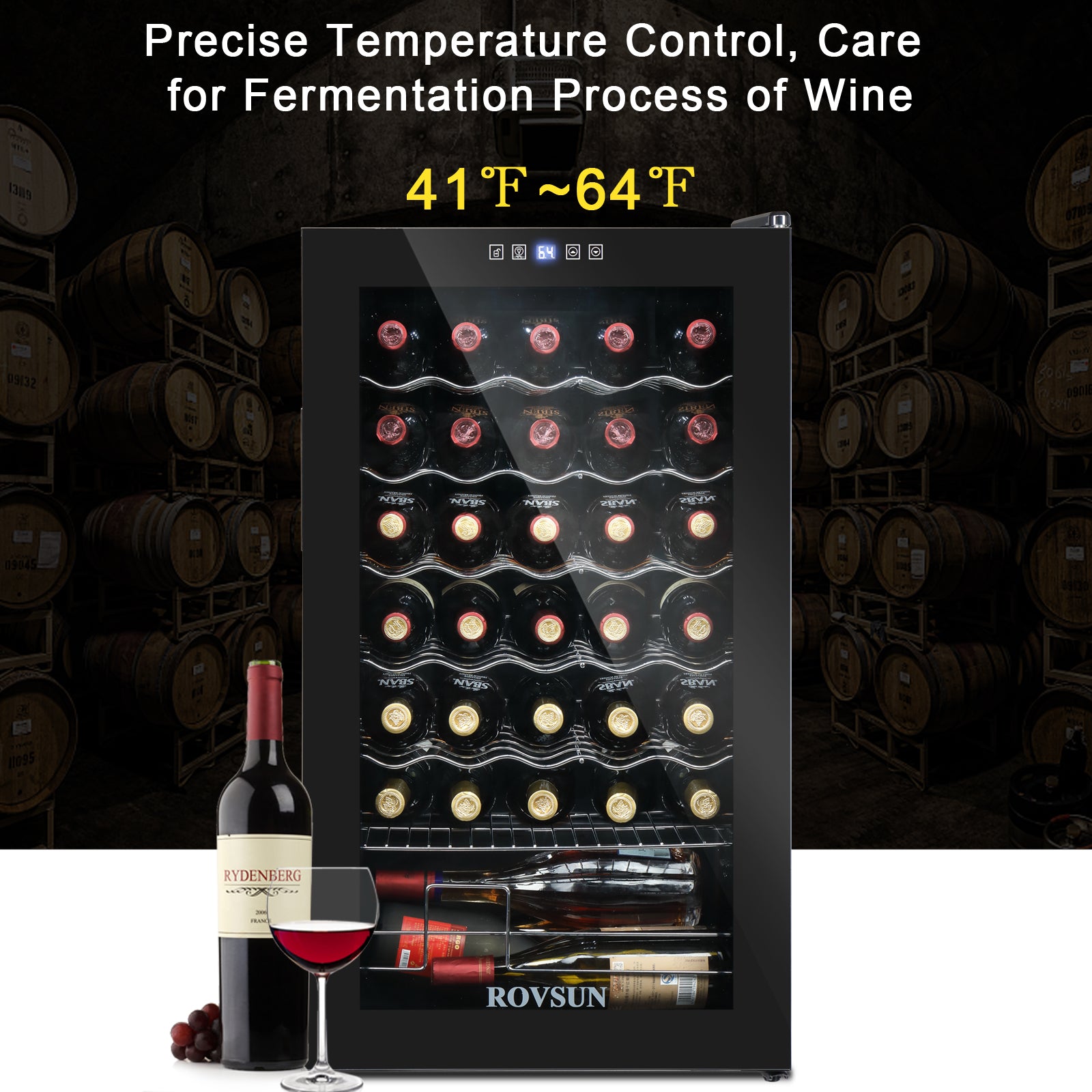 ROVSUN 34-Bottle 20" Wide Wine Cooler with Digital Temp Control