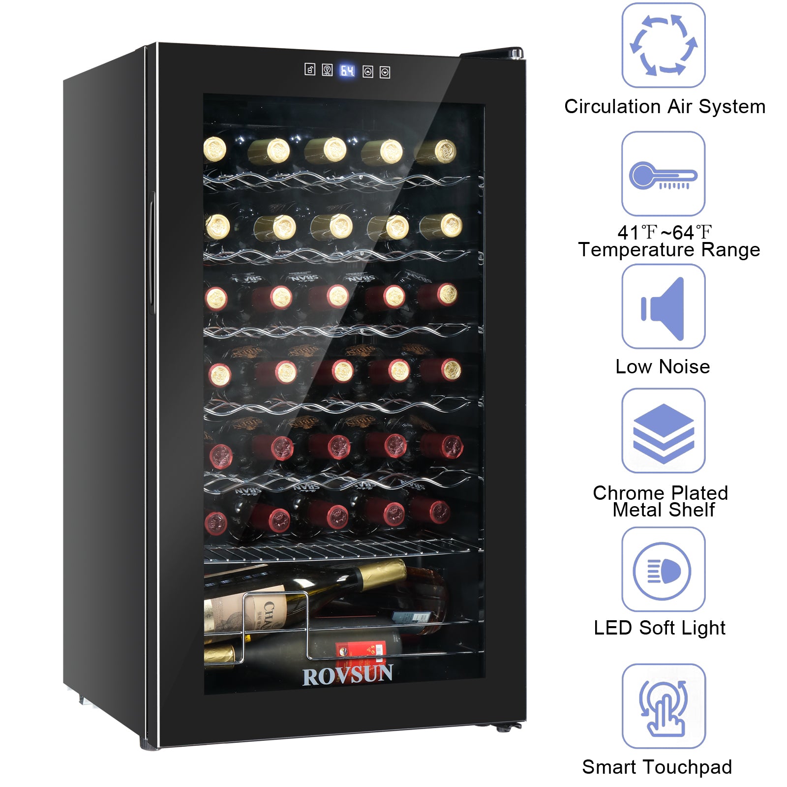 ROVSUN 34-Bottle 19" Wide Wine Cooler with Digital Temp Control